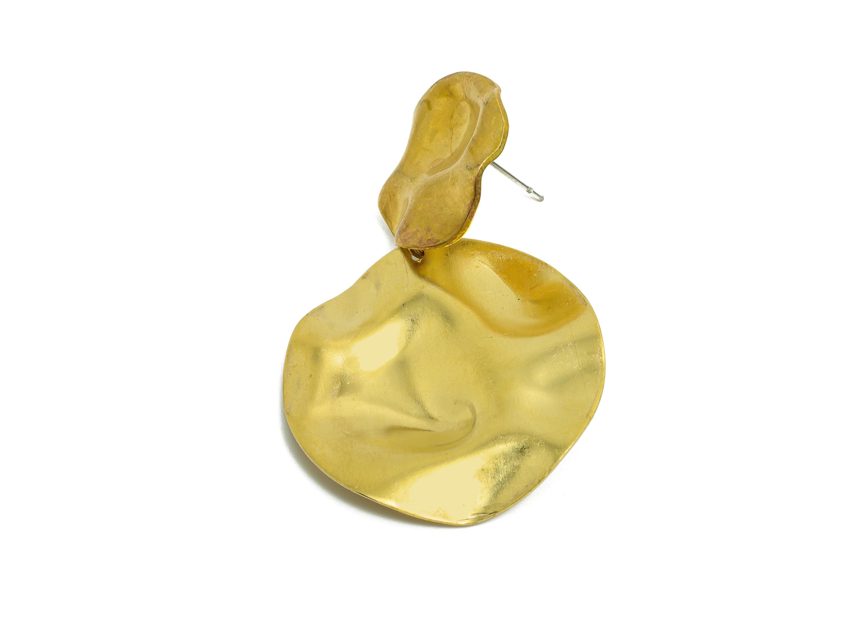 Bold Dangle Earring Post - Raw Brass Elegant Abstract Earring Stud - Brass Elegant Earring Post - Artistic Earring - 50.6x33x4mm - PP10792 - DOMEDBAZAAR