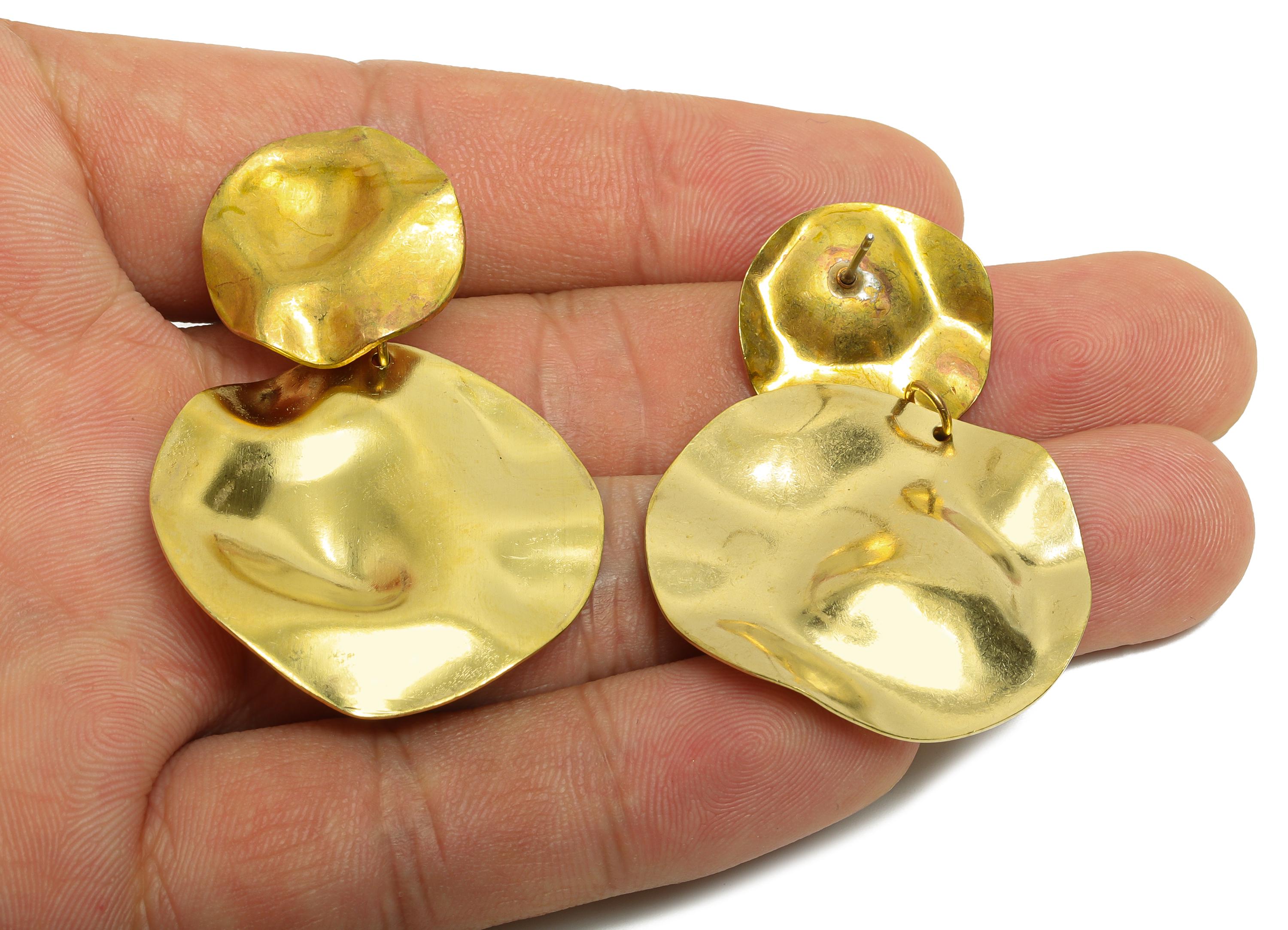 Bold Dangle Earring Post - Raw Brass Elegant Abstract Earring Stud - Brass Elegant Earring Post - Artistic Earring - 50.6x33x4mm - PP10792 - DOMEDBAZAAR