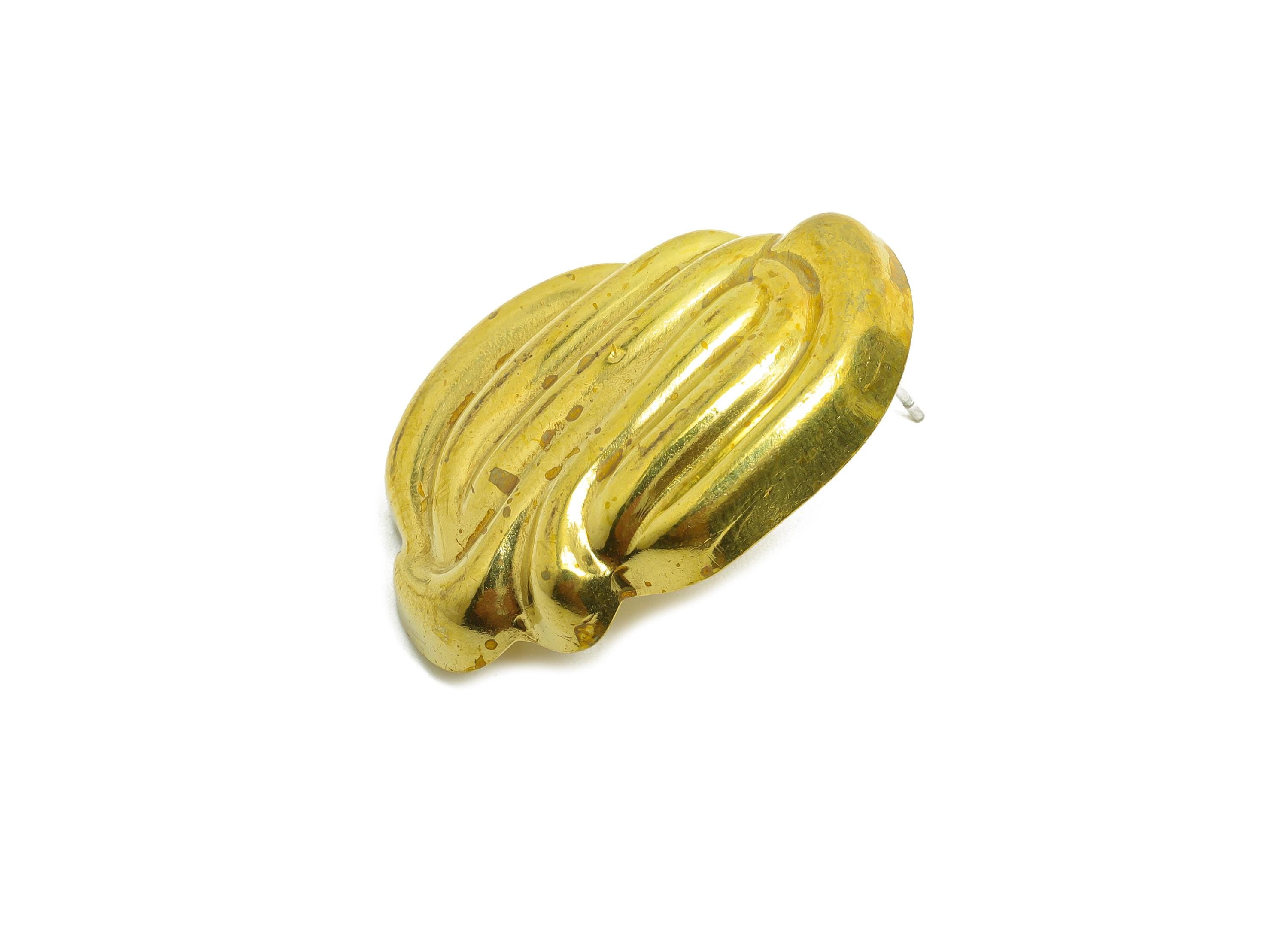 Bold Wavy Textured Stud - Raw Brass Abstract Sculpted Earring - Brass Elegant Rippled Earring - Unique Earring Post - 33x24x6mm - PP10784 - DOMEDBAZAAR