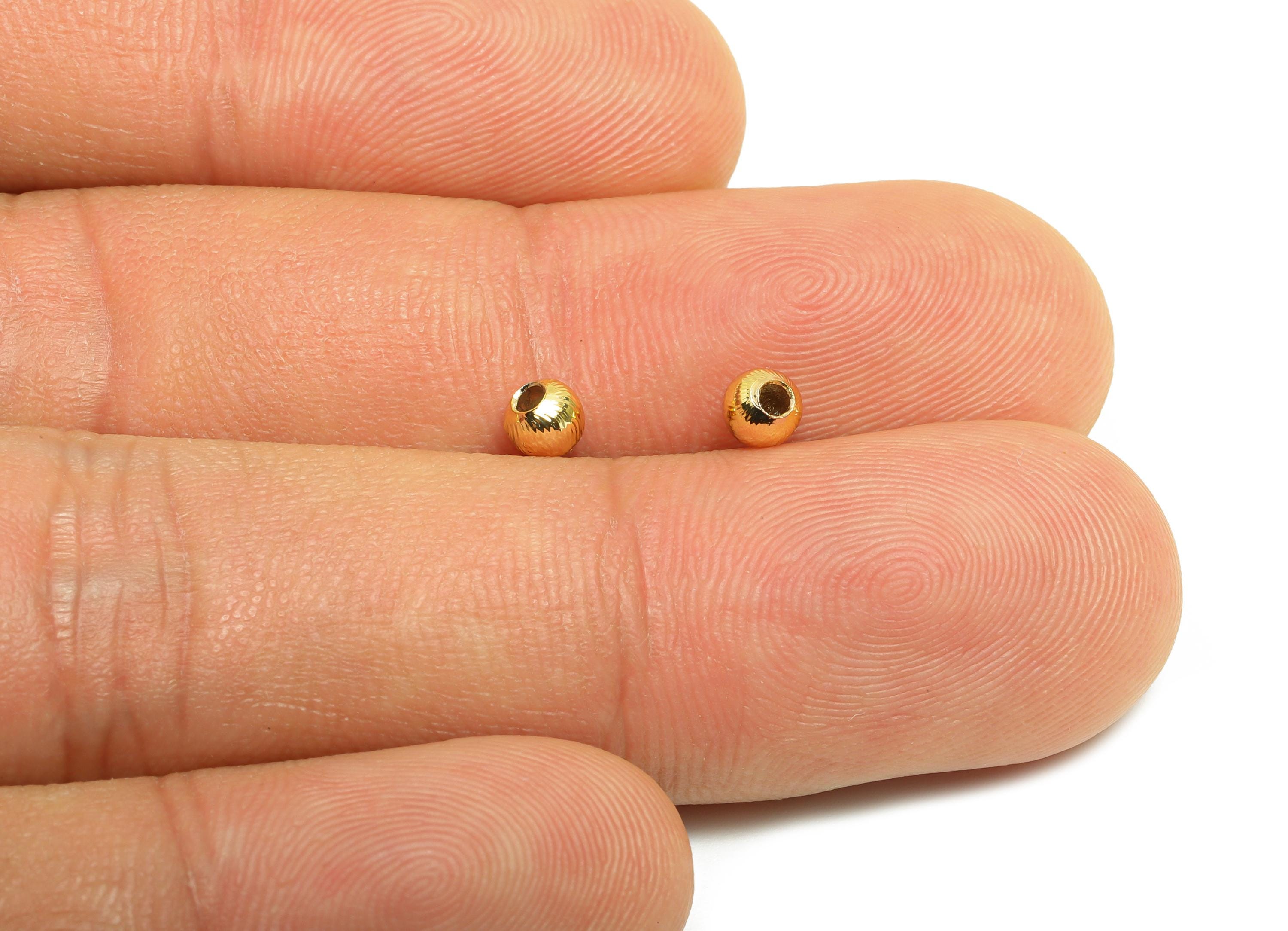 Brass Textured Beads - Brass Metal Space Beads for Necklace - Brass Hollow Spherical Bead - Gold Textured Ball Bead - 4x3.4x3mm - RGP10137 - DOMEDBAZAAR