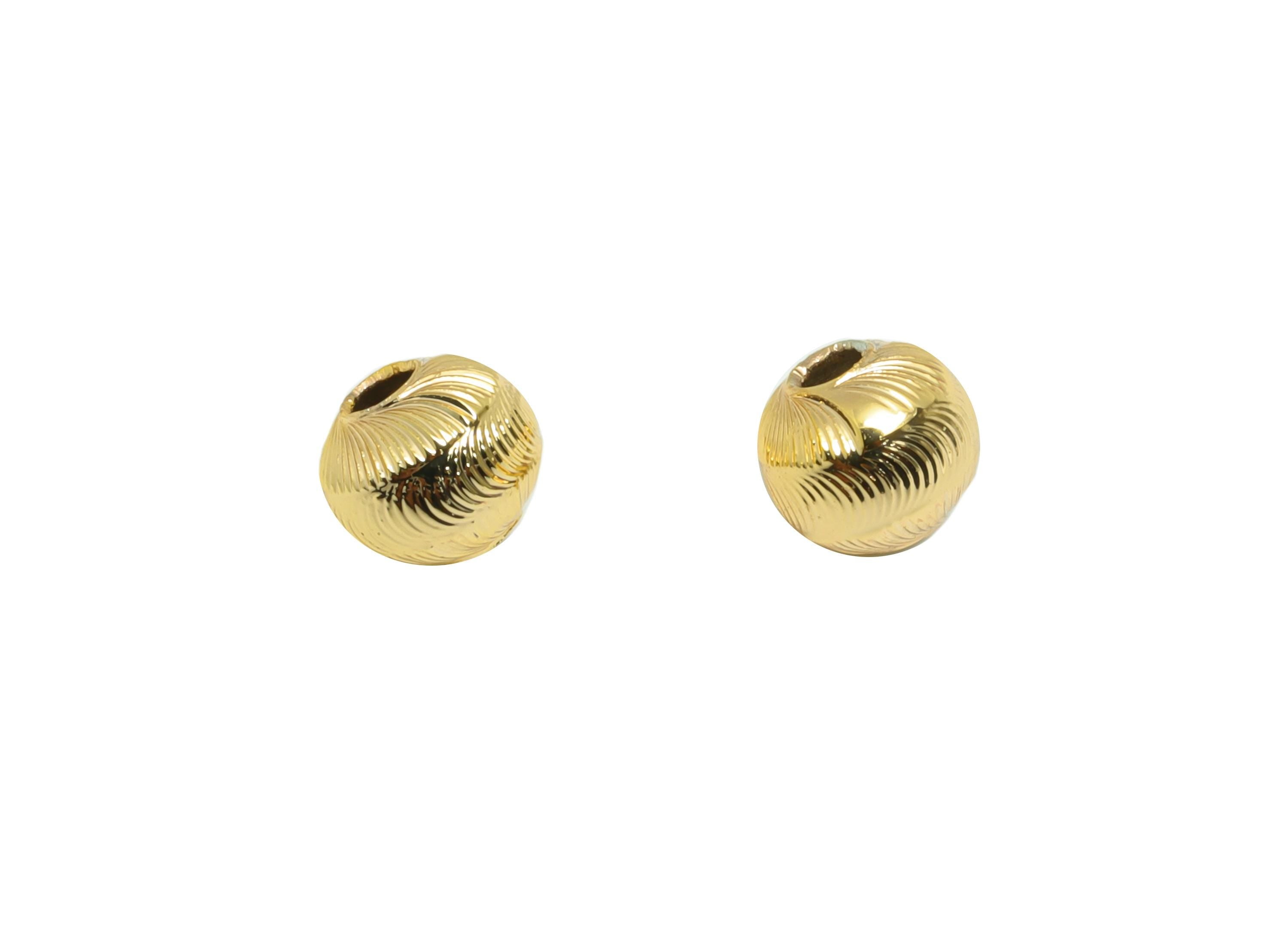 4mm Gold Textured Beads - Brass Metal Space Beads for Necklace - Gold Hollow Spherical Bead - Textured Ball Bead - 5x4x4mm - RGP10138 - DOMEDBAZAAR