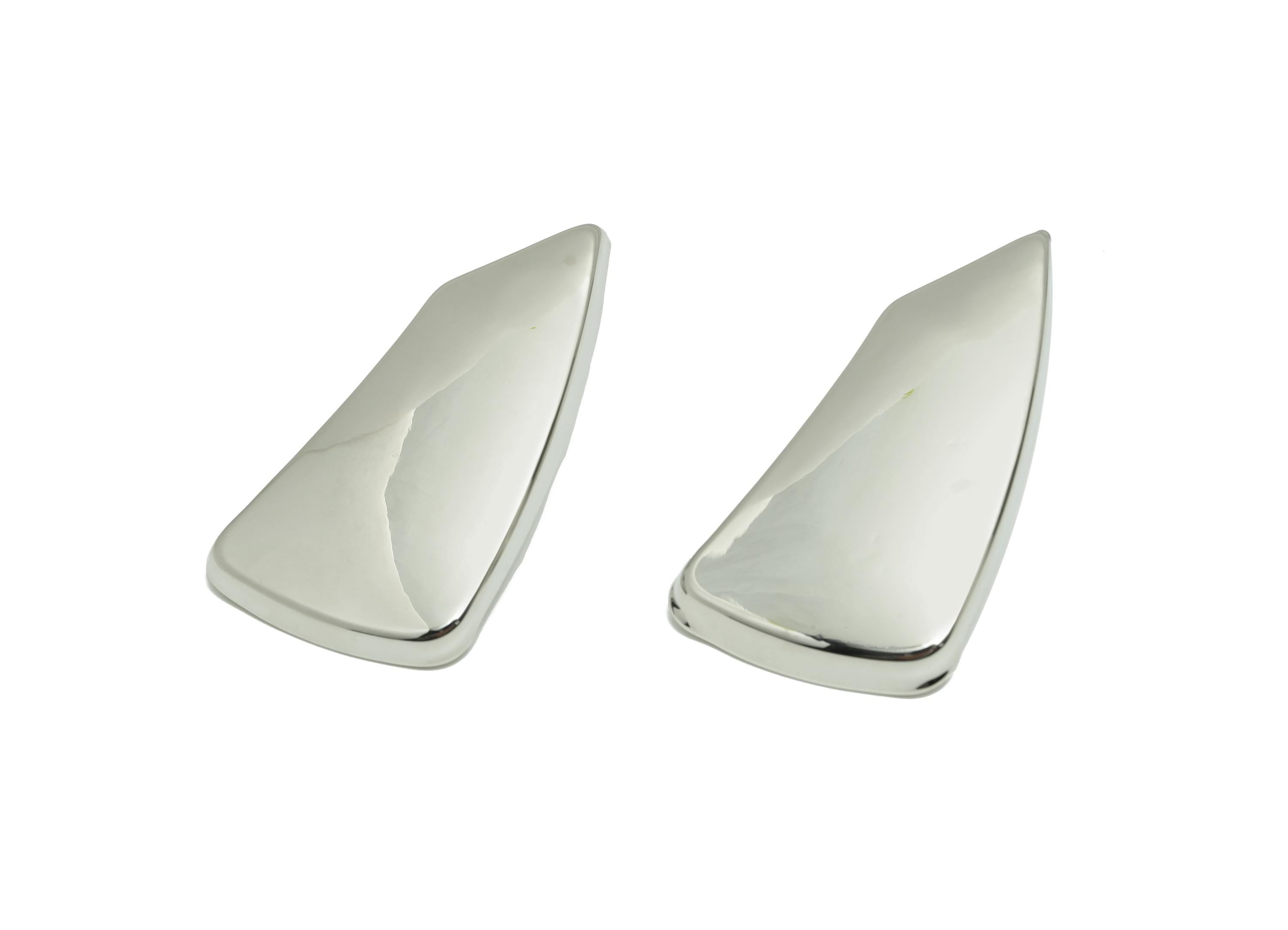 Vintage Irregular Earring - Brass Bold Contemporary Polished Stud - Sleek Asymmetrical Earring Stud - White Gold Plated - 46x25x5mm-RGP10092 - DOMEDBAZAAR