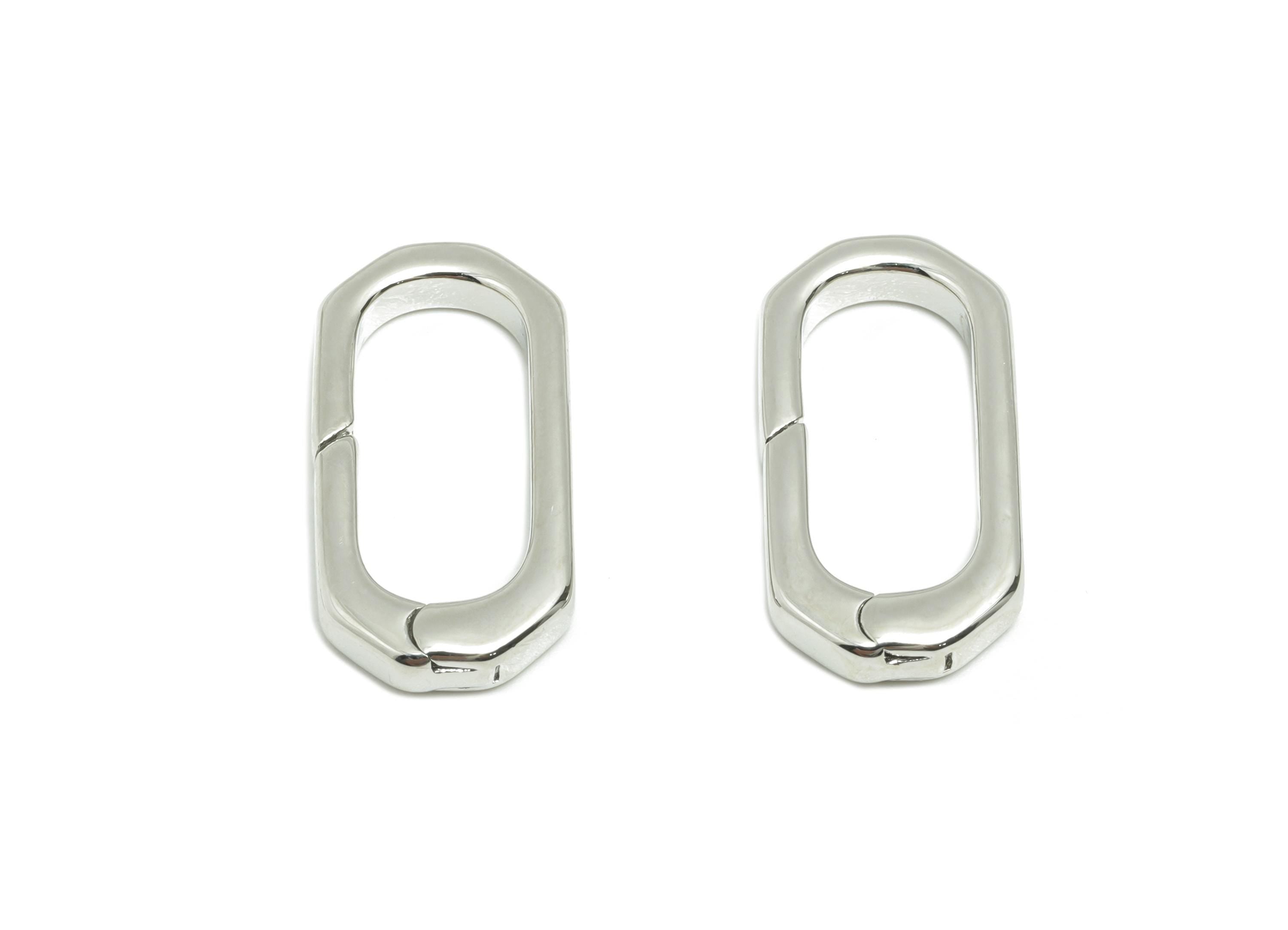 Brass Carabiner Clasp - Gold Connector Clasp - Brass Oval Carabiner Link - Keychain Link Component - White Gold Plated - 20x10x3mm -RGP10133 - DOMEDBAZAAR