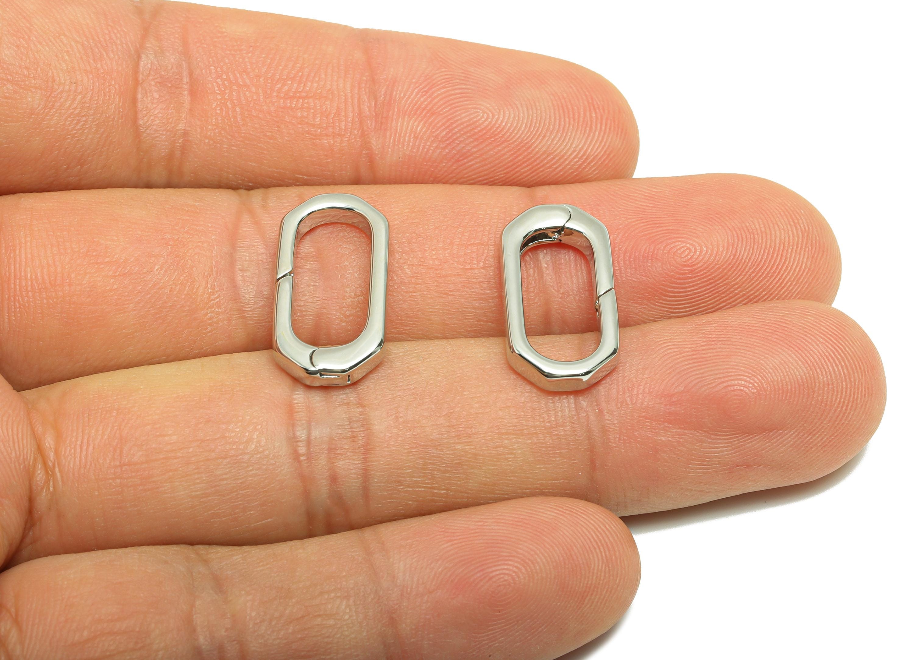 Brass Carabiner Clasp - Gold Connector Clasp - Brass Oval Carabiner Link - Keychain Link Component - White Gold Plated - 20x10x3mm -RGP10133 - DOMEDBAZAAR