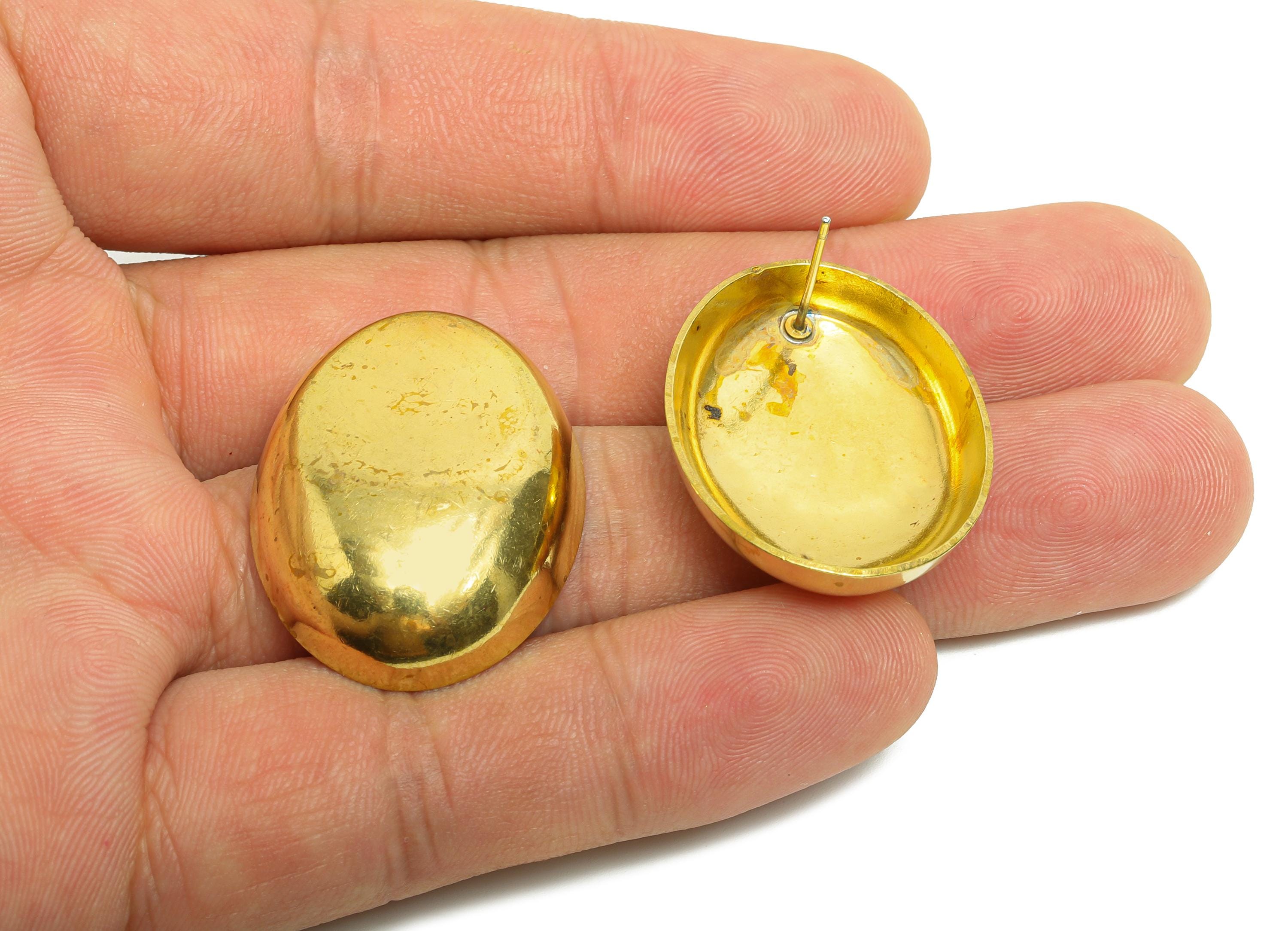 Classic Domed Oval Stud - Raw Brass Geometry Earring Stud - Minimalist Oval Earring Stud - Elegant Curves Earring - 31x24x6.87mm - PP10786 - DOMEDBAZAAR