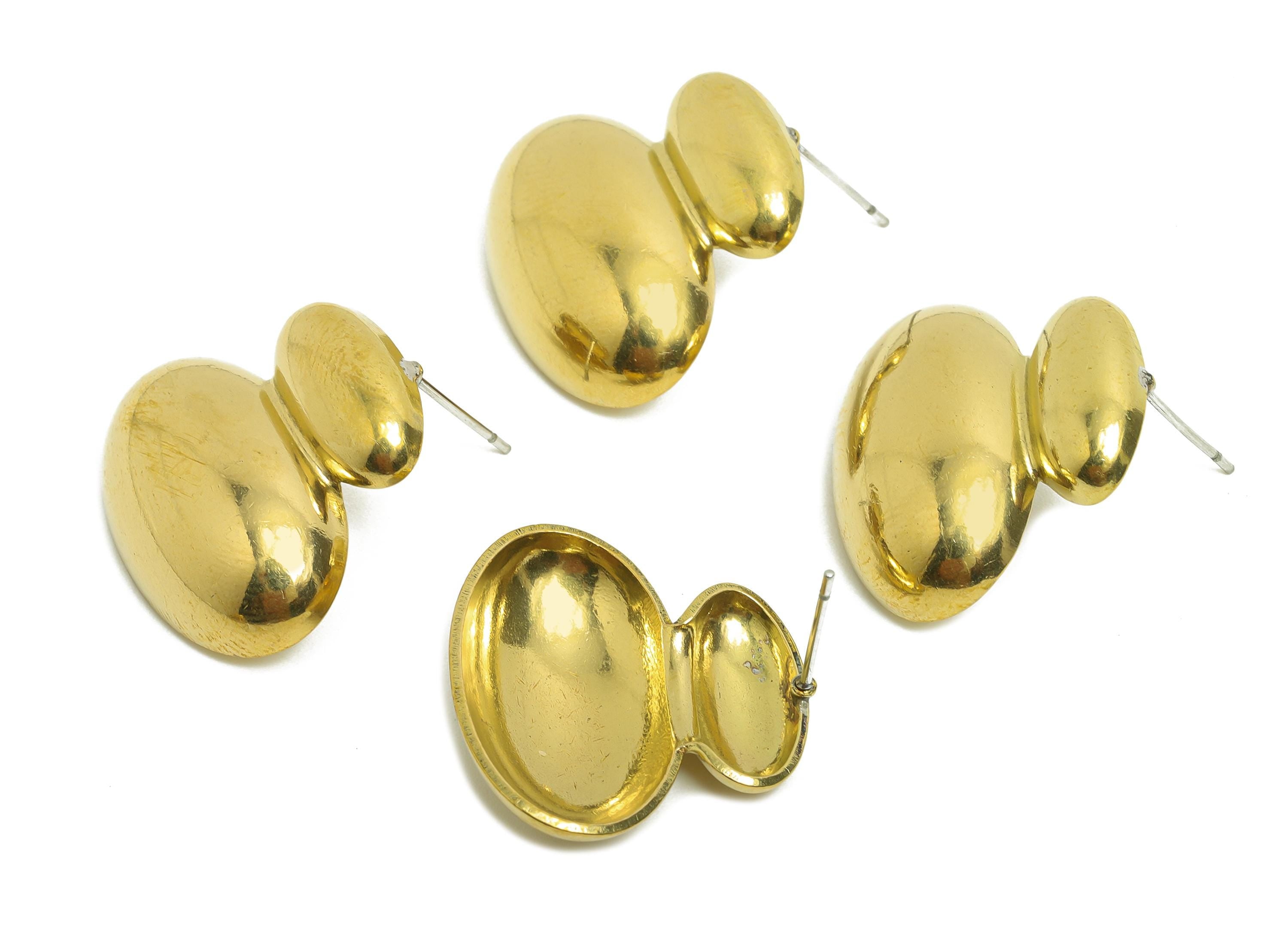 Unique Bubble Stud Earring - Raw Brass Geometry Earring Stud - Contemporary Double Dome Earring - Artistic Earring - 22x23x5mm - PP10815 - DOMEDBAZAAR