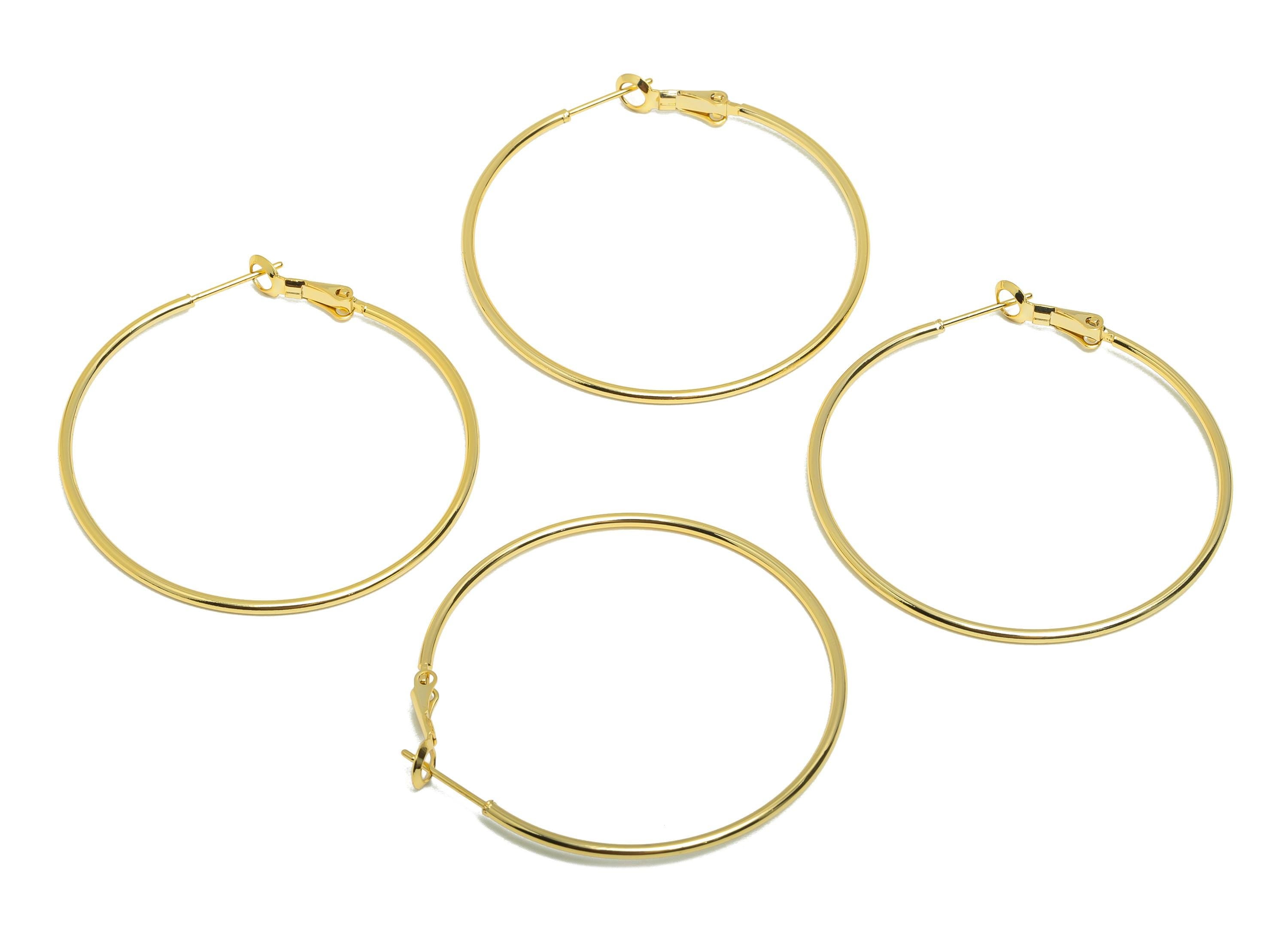 Brass Circle Hoop Earring - Gold Minimalist Huggie Earring - Huge Round Daily Wear Ear - 18K Real Gold Plated - 47.28x44.98x1.49mm - RGP8985 - DOMEDBAZAAR