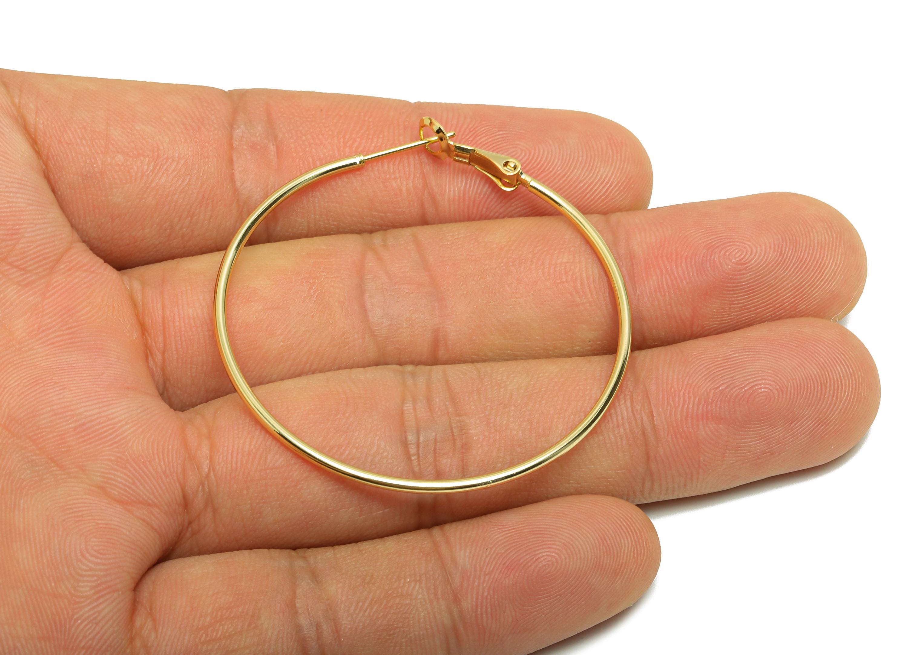 Brass Circle Hoop Earring - Gold Minimalist Huggie Earring - Huge Round Daily Wear Ear - 18K Real Gold Plated - 47.28x44.98x1.49mm - RGP8985 - DOMEDBAZAAR