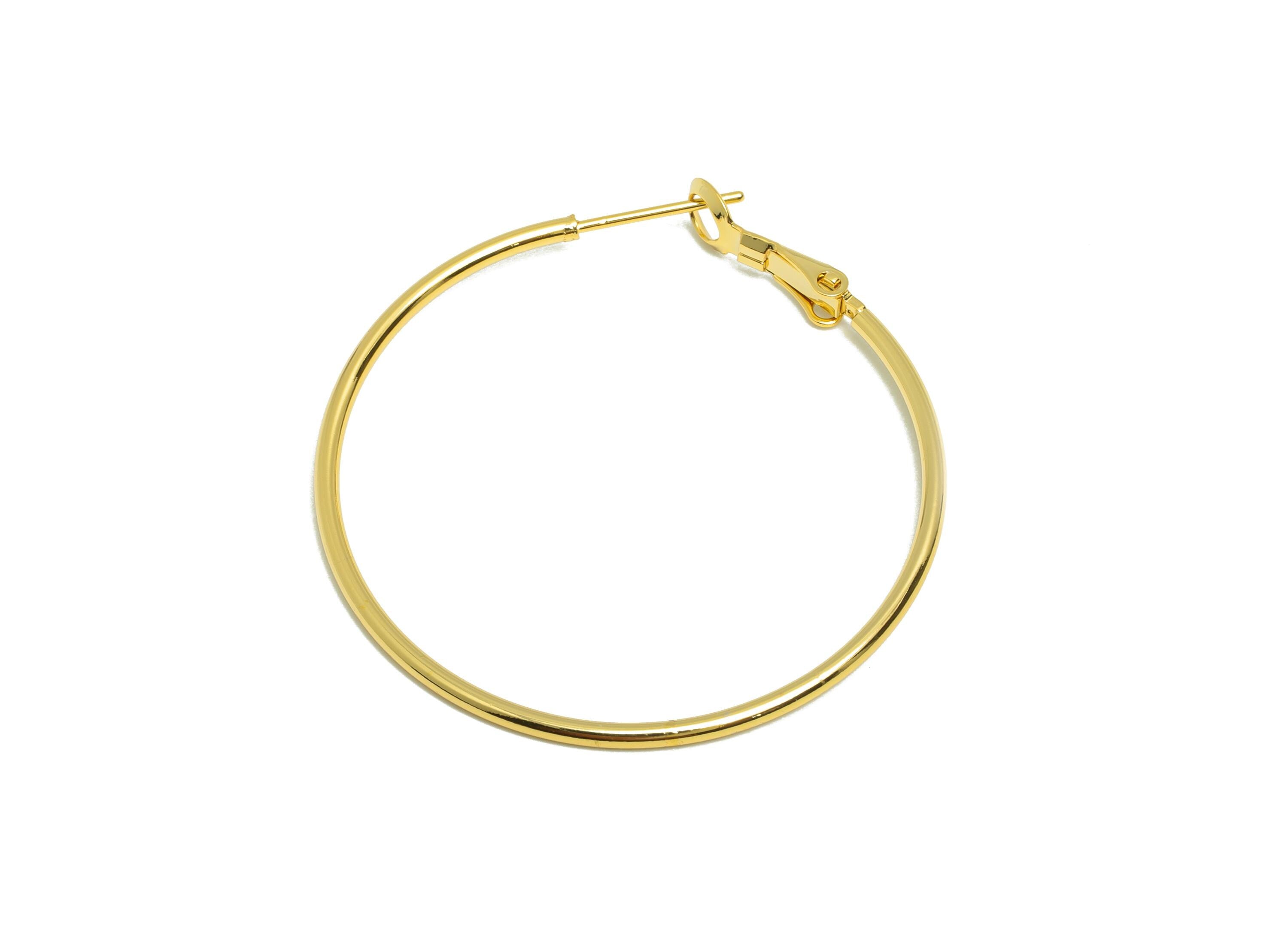 Brass Circle Hoop Earring - Gold Minimalist Huggie Earring - Round Daily Wear Earring - 18K Real Gold Plating - 42.81x39.7x1.48mm - RGP8988 - DOMEDBAZAAR