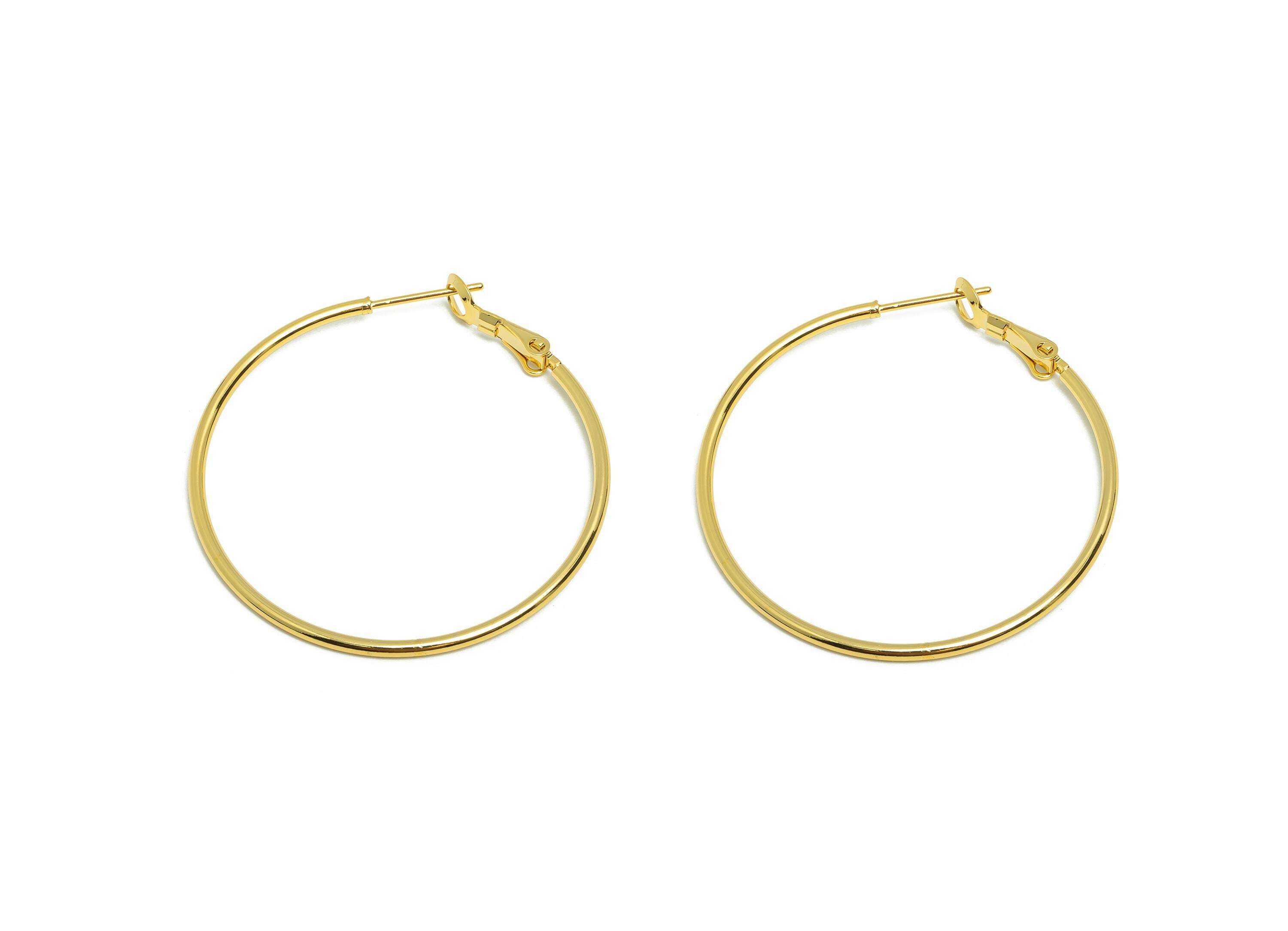 Brass Circle Hoop Earring - Gold Minimalist Huggie Earring - Round Daily Wear Earring - 18K Real Gold Plating - 42.81x39.7x1.48mm - RGP8988 - DOMEDBAZAAR