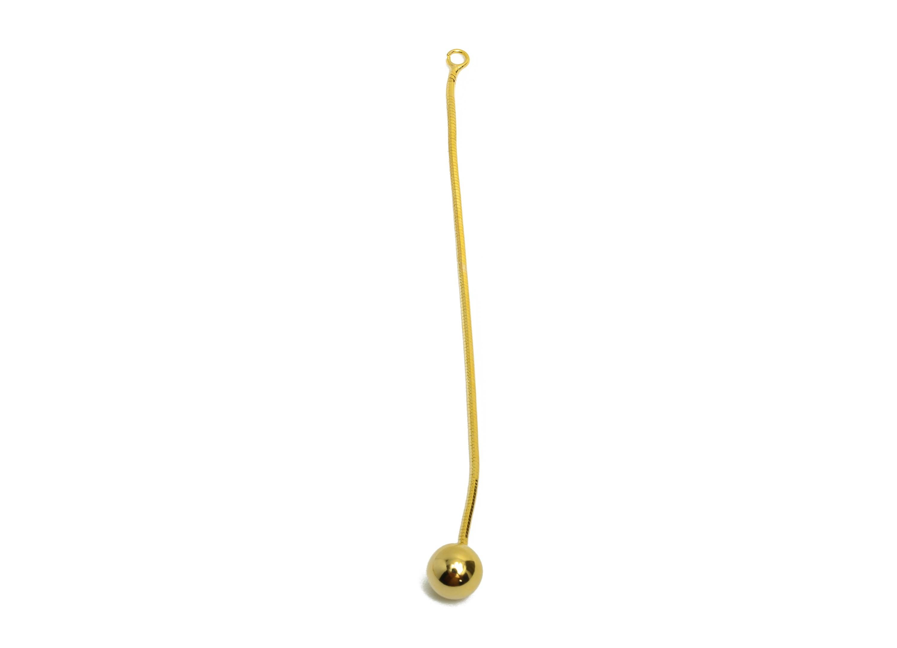 Ball Dangle Earring Charm - Brass Gold Minimalist Hanging Bead Charm - Ball Drop Pendant - 18K Real Gold Plated - 65x5x5mm - RGP10009 - DOMEDBAZAAR