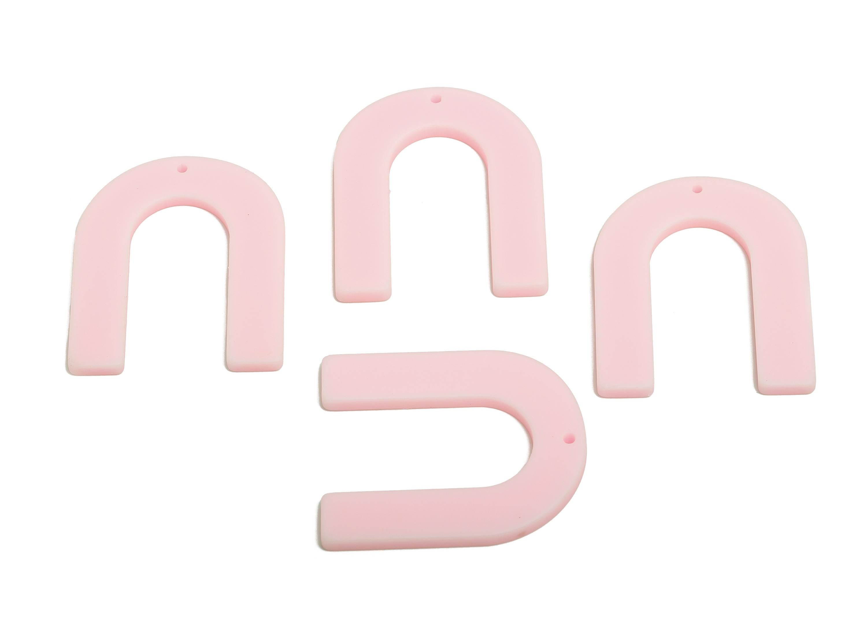 Acrylic Pastel Pink Charm - Acrylic Horseshoe Shape Charm - Modern Jewelry - Handmade Accessory - Craft Supplies - 32x26x2mm - AC2634-A473 - DOMEDBAZAAR