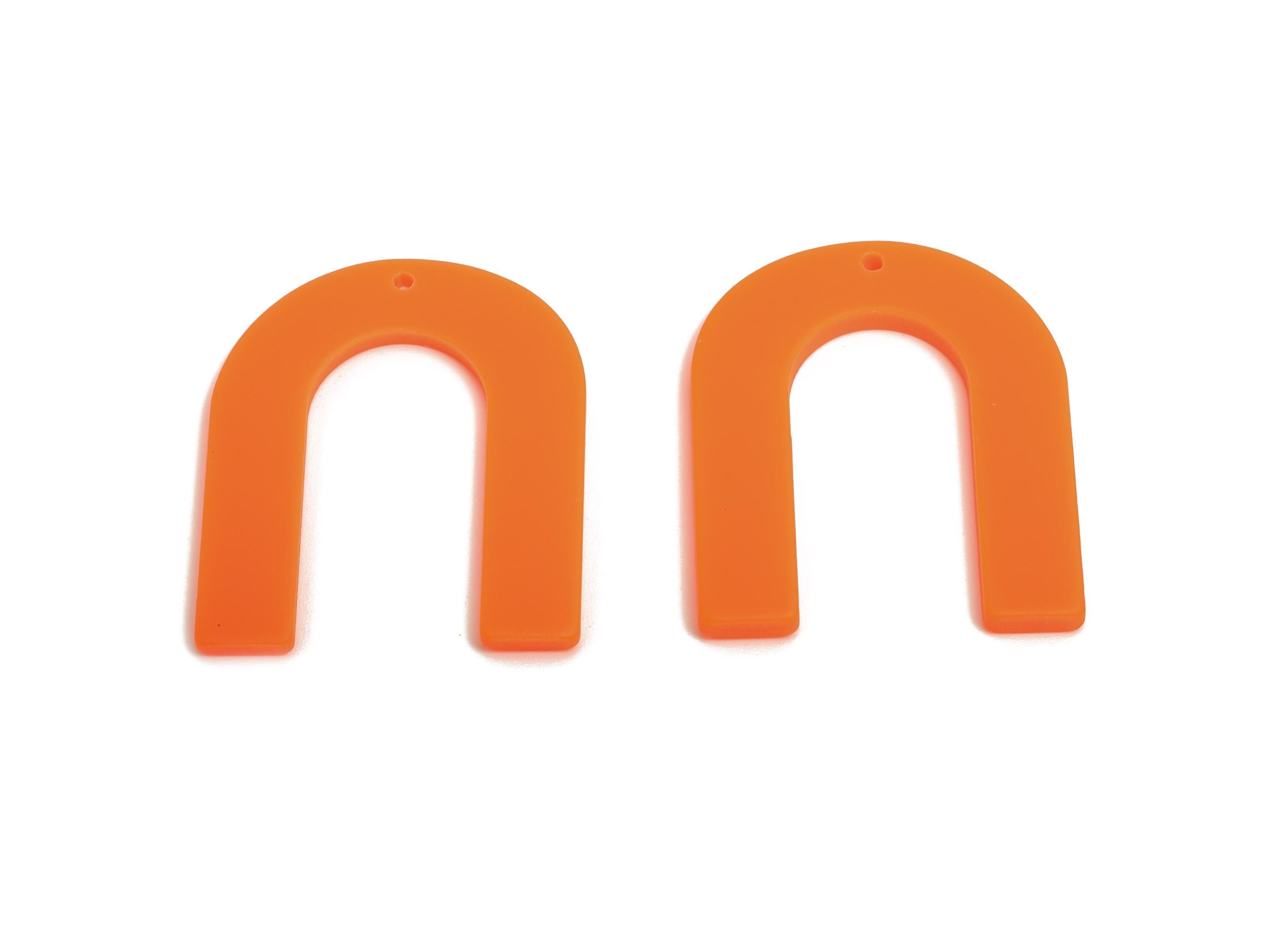 Acrylic Frosted Orange Charm - Acrylic Horseshoe Shape Charm - Modern Jewelry - Handmade Accessory - Craft Supplies - 32x26x2mm-AC2634- A483 - DOMEDBAZAAR