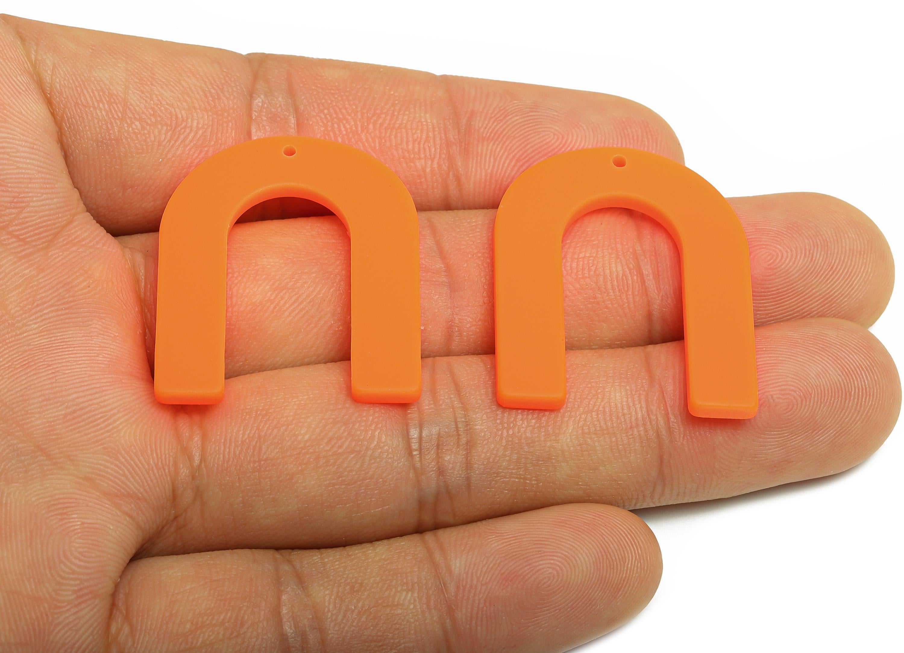 Acrylic Frosted Orange Charm - Acrylic Horseshoe Shape Charm - Modern Jewelry - Handmade Accessory - Craft Supplies - 32x26x2mm-AC2634- A483 - DOMEDBAZAAR