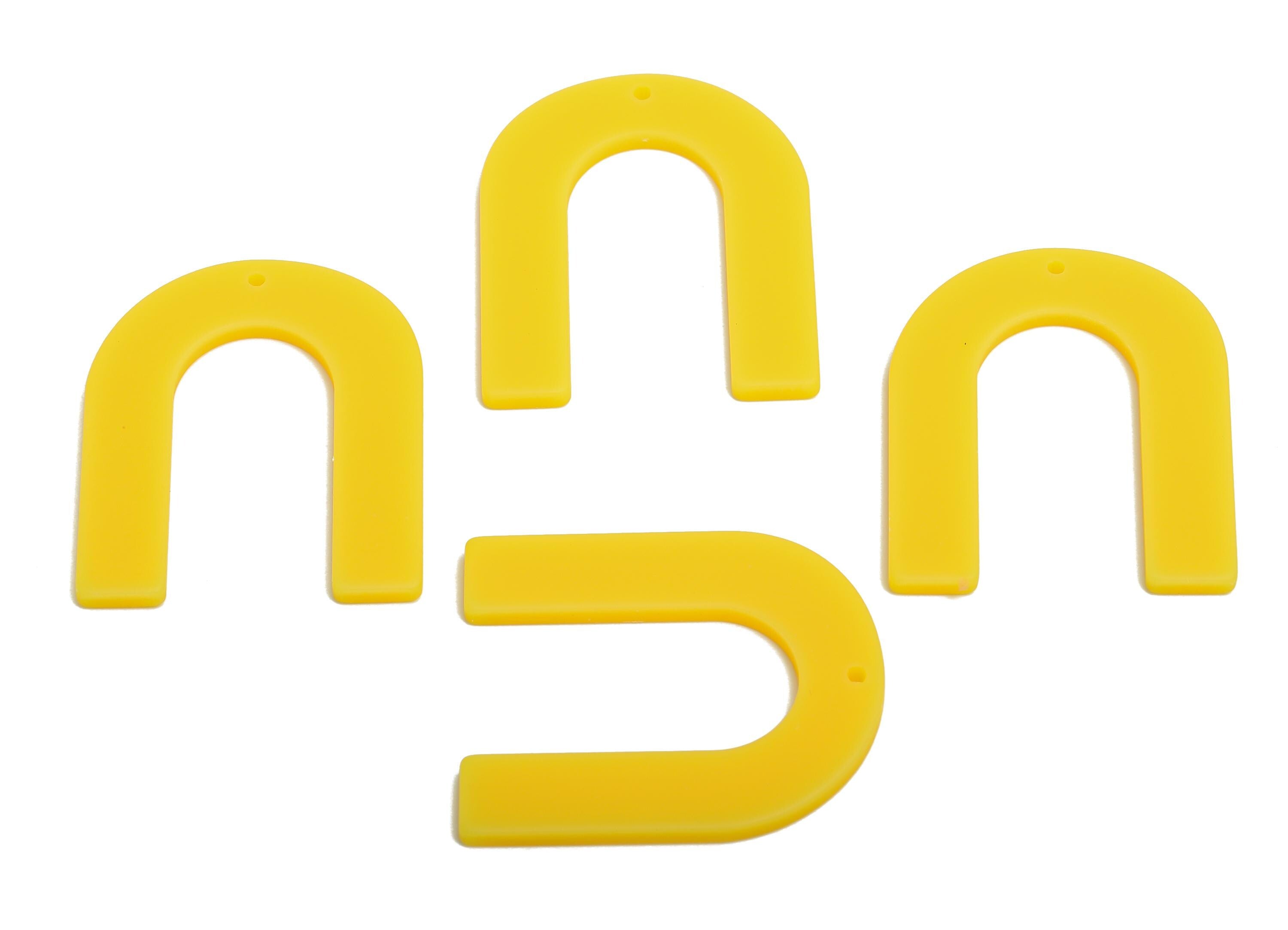 Acrylic Yellow Charm - Acrylic Horseshoe Shape Charm - Modern Jewelry - Handmade Accessory - Craft Supplies - 32x26x2mm - AC2634-A474 - DOMEDBAZAAR