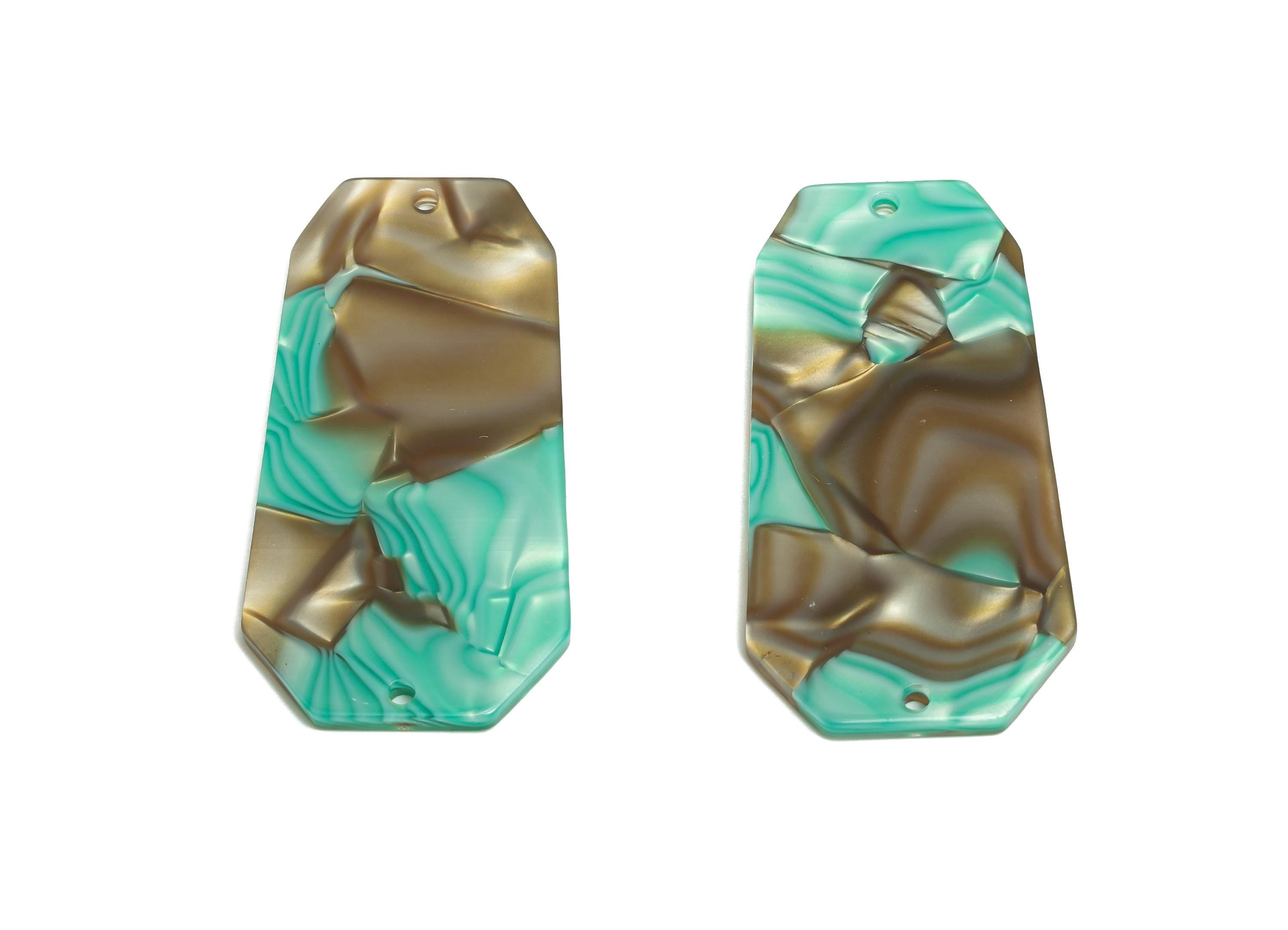 PVC Octagonal Charm - DIY Jewelry Geometric Connector - Modern Jewelry - Handmade Accessory - Marbled Pattern - 45x23x2.35mm - AC2637-A1047 - DOMEDBAZAAR