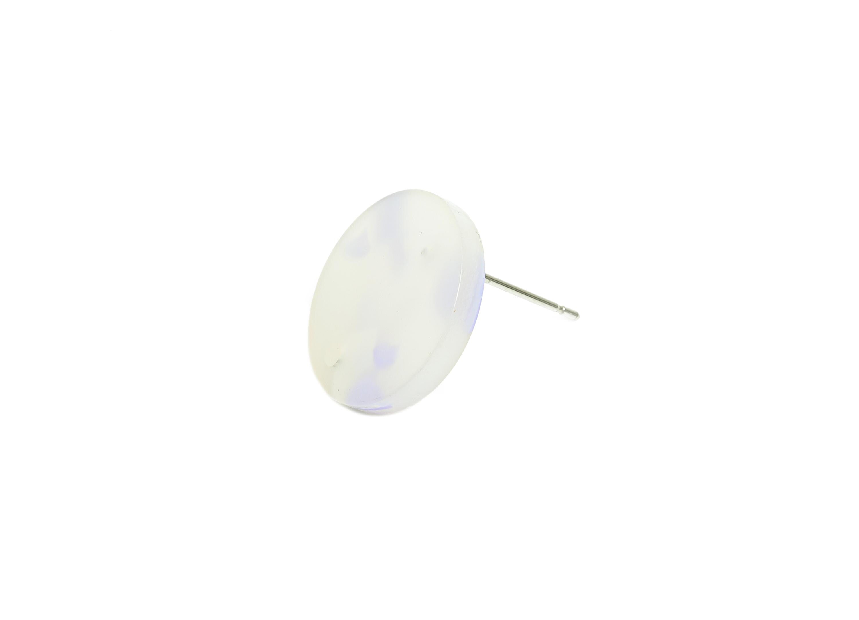 Acrylic Circular Stud Earring - Translucent Geometric Charm - Milky White Earring Post - Handmade Accessory - 15.5x15.5x2.53mm - AC1385-A595 - DOMEDBAZAAR