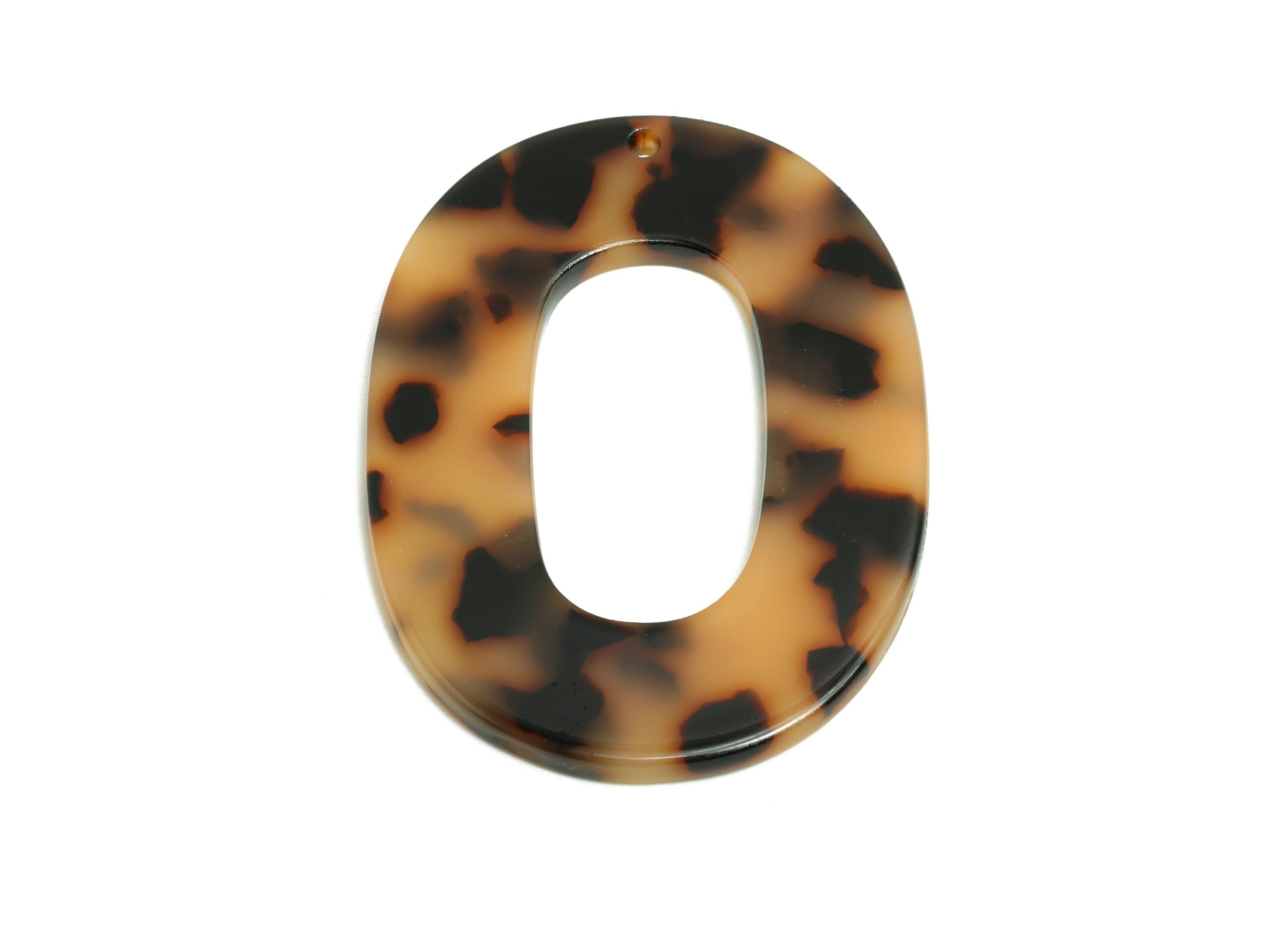 Acetic Acid Tortoise Shell Charm - Oval DIY Charm - Geometric Jewelry - Handmade Accessory - DIY Accessories - 47x34x2mm - AC1065-A369 - DOMEDBAZAAR