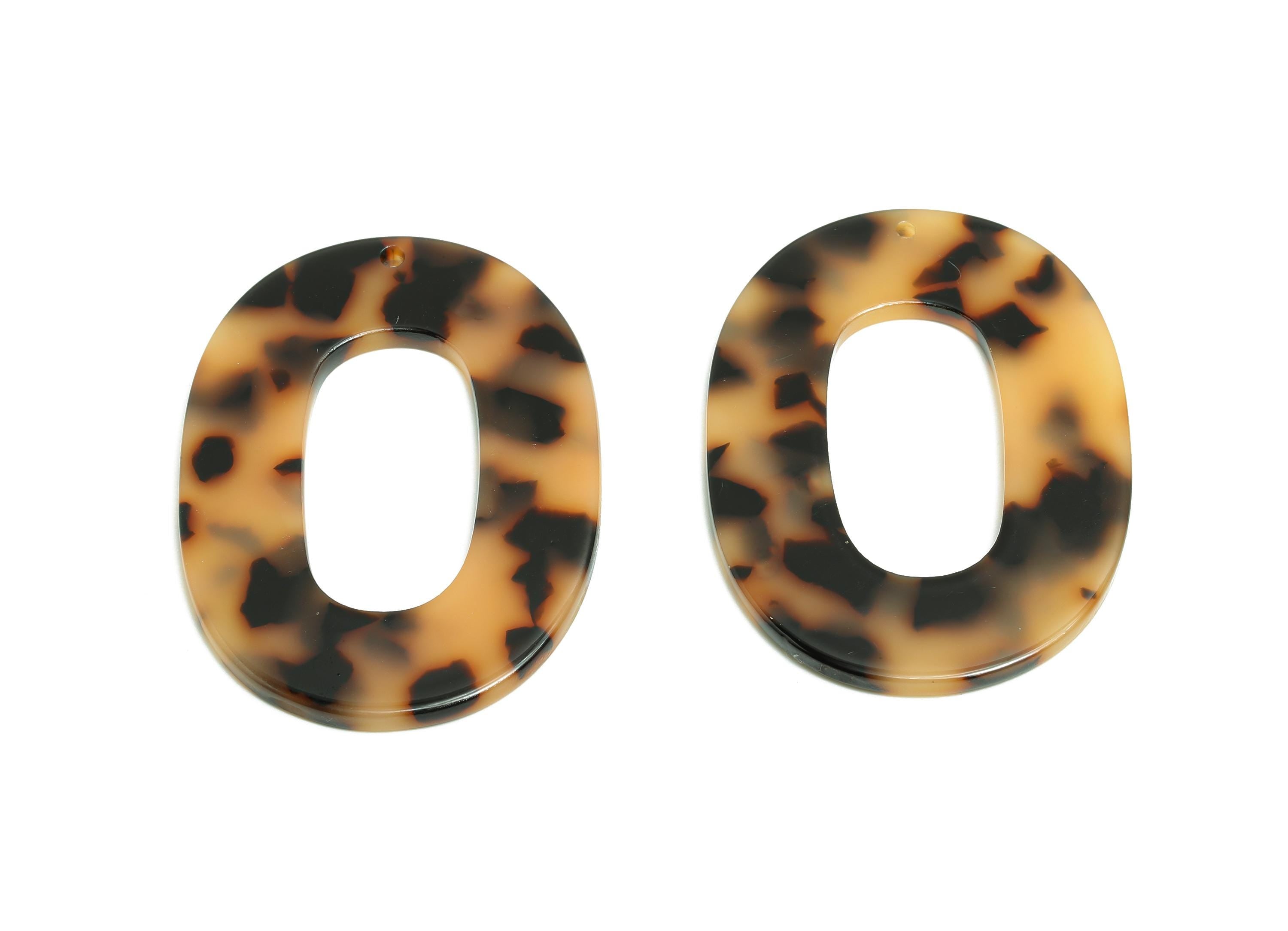 Acetic Acid Tortoise Shell Charm - Oval DIY Charm - Geometric Jewelry - Handmade Accessory - DIY Accessories - 47x34x2mm - AC1065-A369 - DOMEDBAZAAR