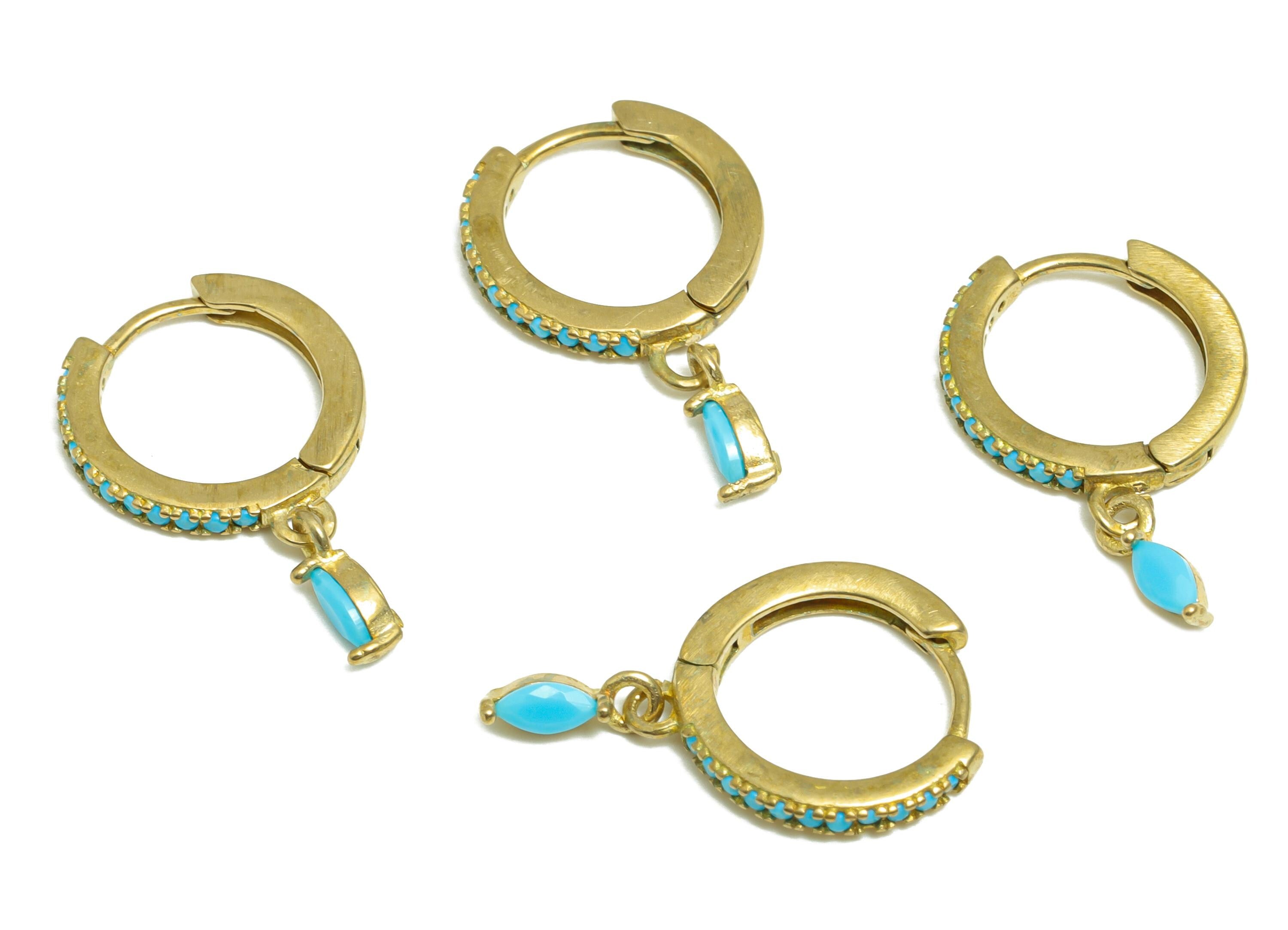 Zircon Huggie Hoop Earring - Raw Brass Marquise Hoop Earring - Dainty Hoop Jewelry - Modern Jewelry - Gift For Her - 19x12x1.84mm - PP10967 - DOMEDBAZAAR