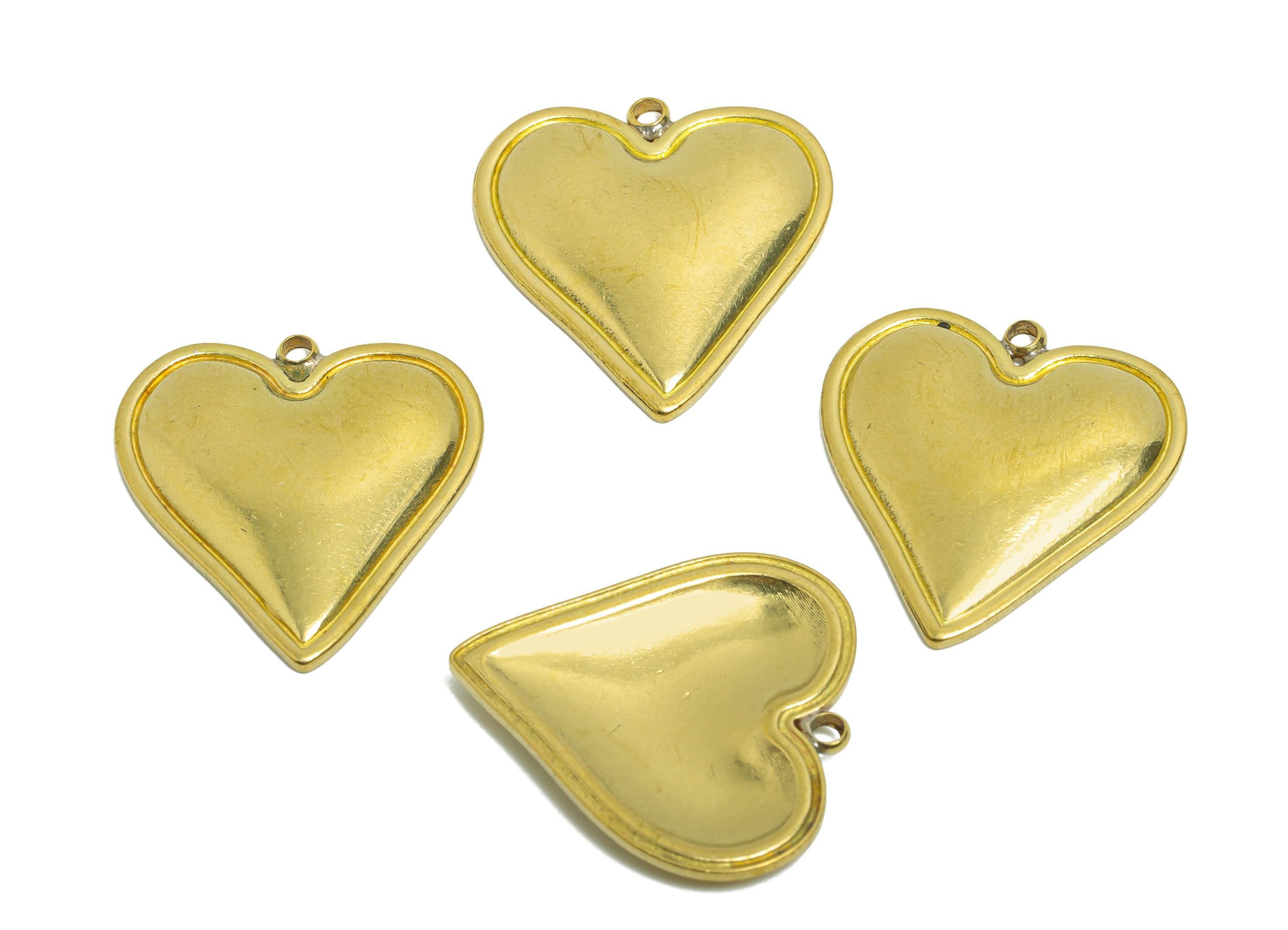 Timeless Heart Earring Charm - Raw Brass Minimalist Vintage Heart Pendant - Brass Classic Romantic Earring Charm - 21.6x20x2.35mm - PP10803 - DOMEDBAZAAR