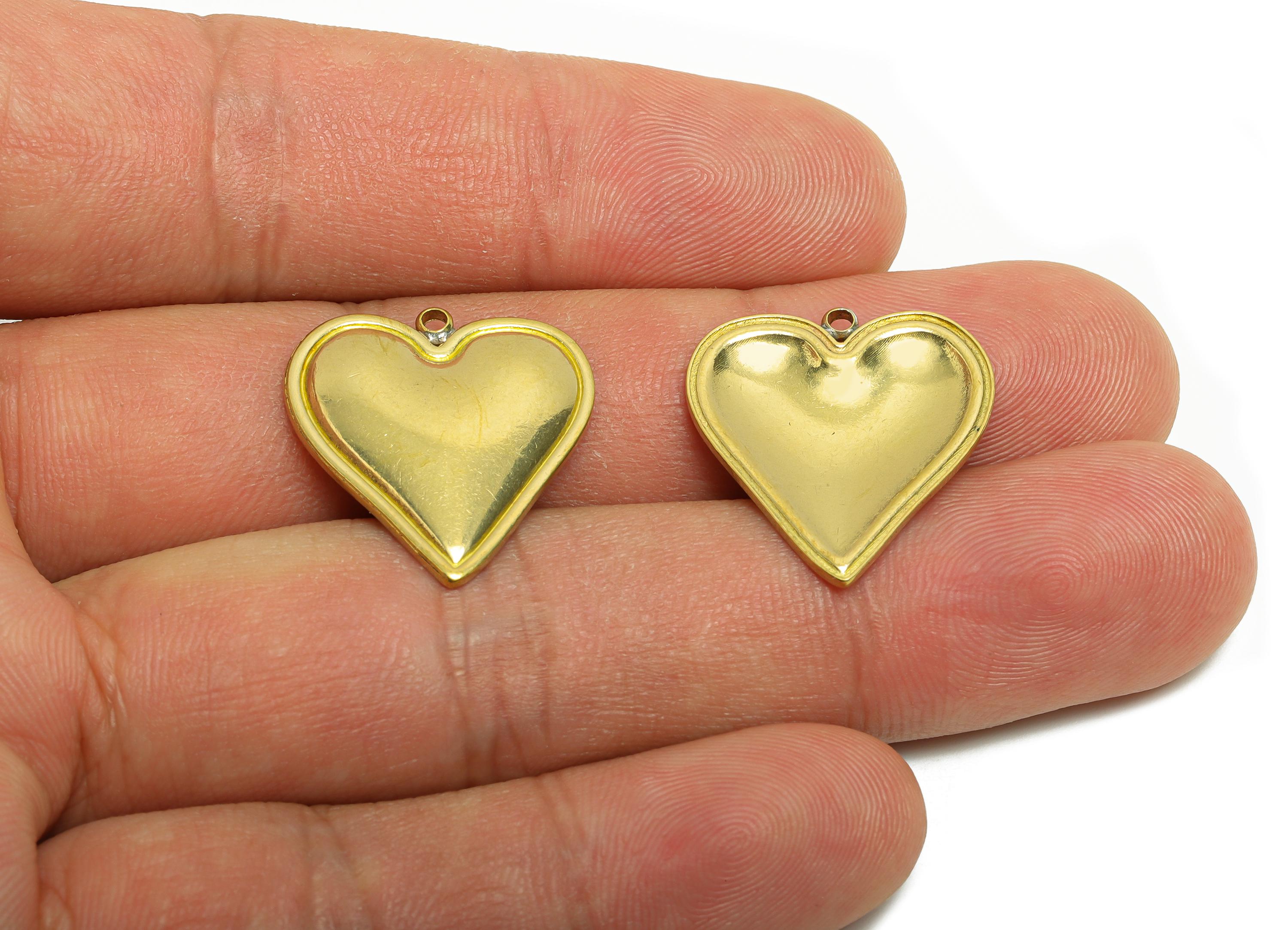 Timeless Heart Earring Charm - Raw Brass Minimalist Vintage Heart Pendant - Brass Classic Romantic Earring Charm - 21.6x20x2.35mm - PP10803 - DOMEDBAZAAR