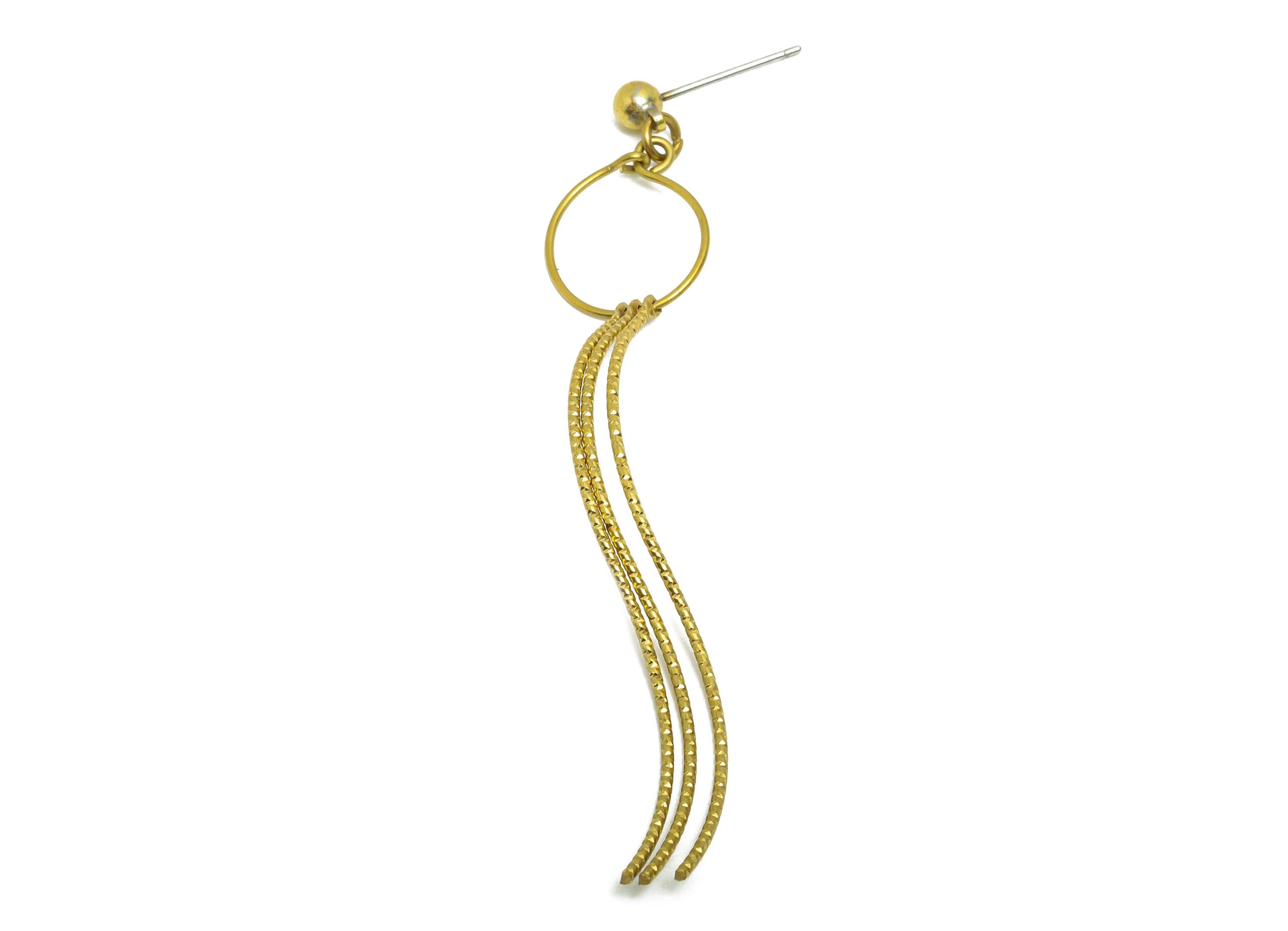 Dangle Tassel Earring Stud - Raw Brass Boho Textured Tassel Wavy Wire Post - Layered Fringe Earring for Bold Look Post - 75x13x4mm - PP10832 - DOMEDBAZAAR