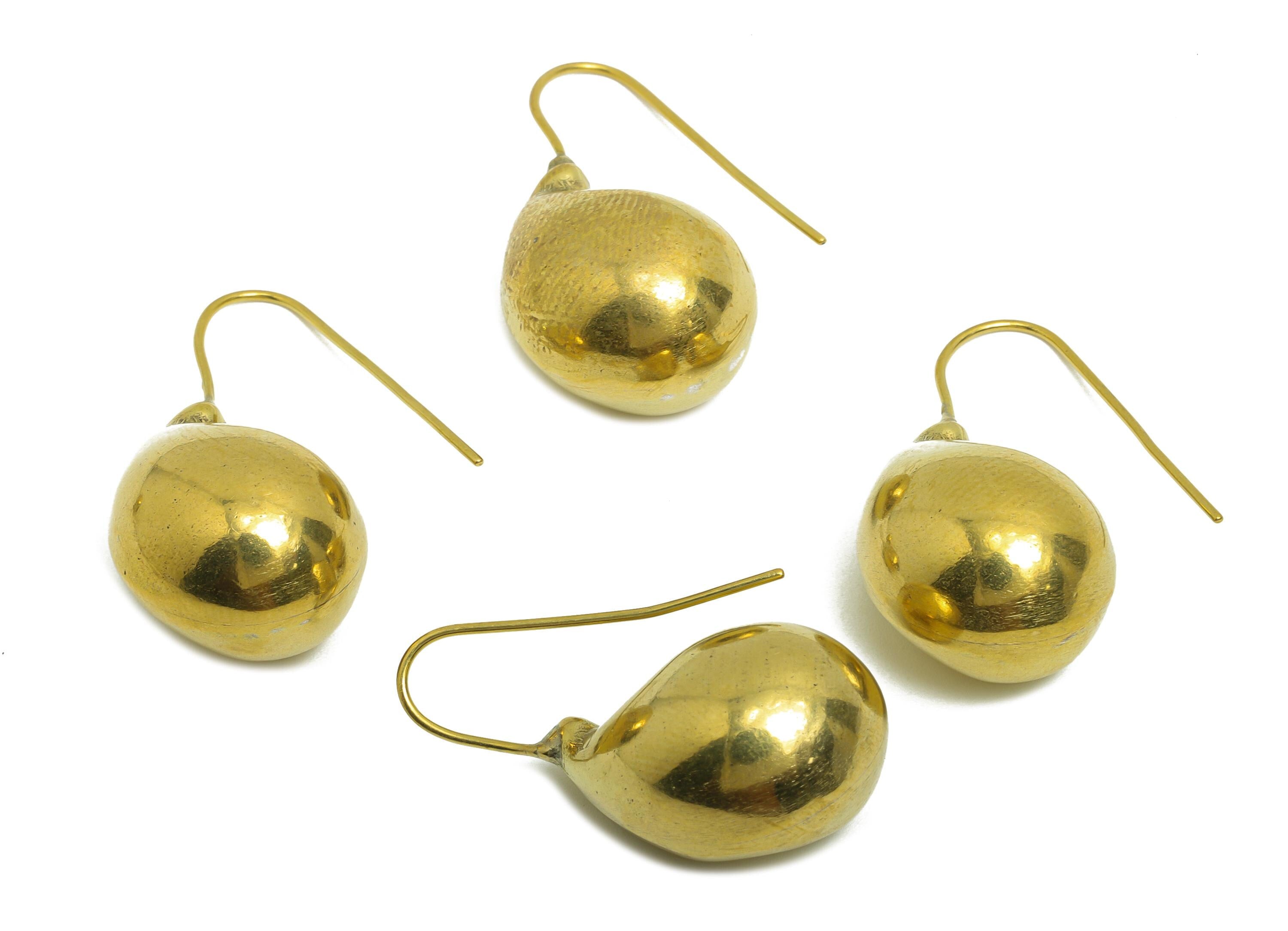 Bold Teardrop Ear Hook - Raw Brass Minimalist Polished Teardrop Hook Wire - Brass Contemporary Earring For Woman - 29.8x14x13mm - PP10821 - DOMEDBAZAAR