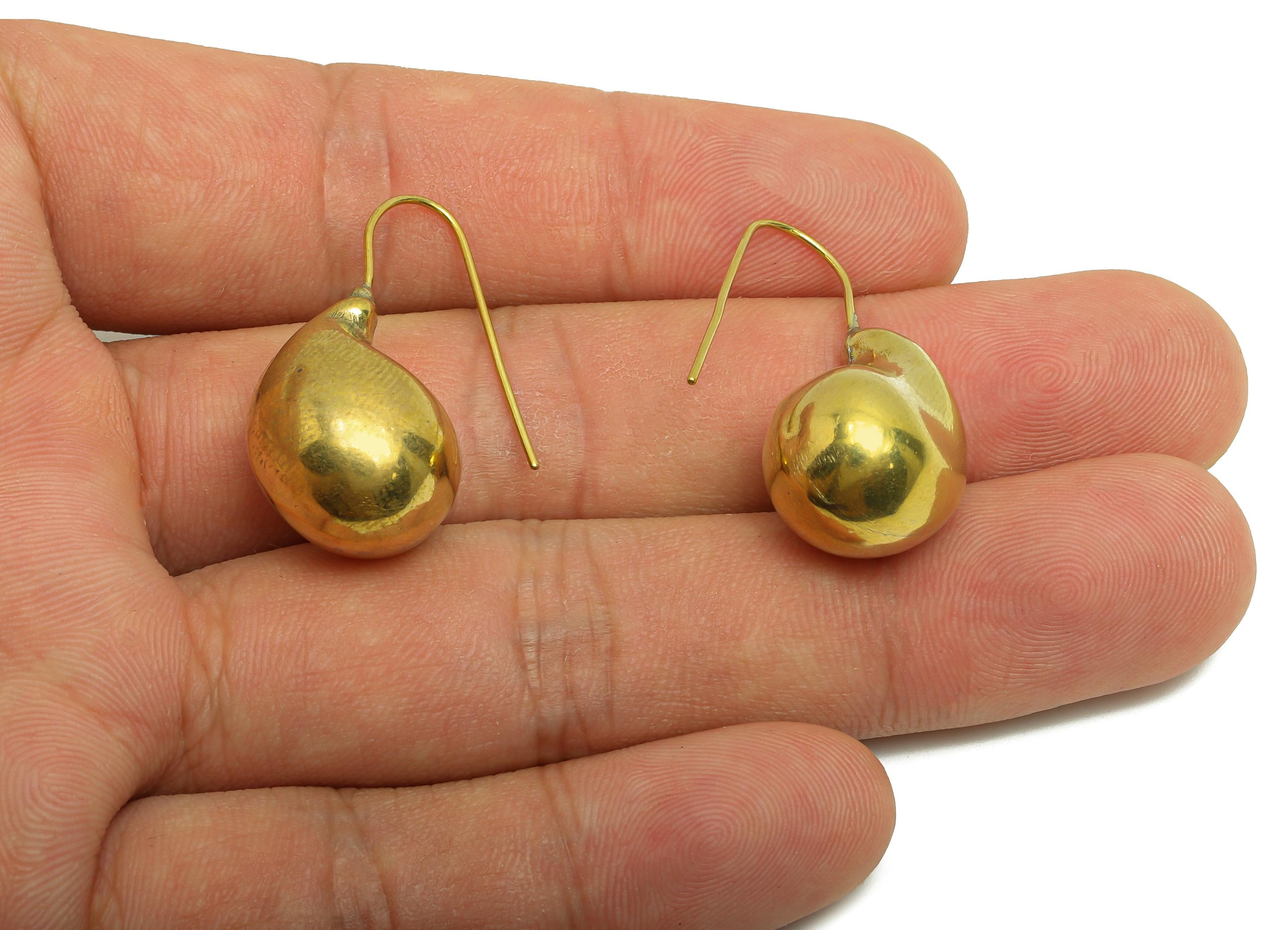 Bold Teardrop Ear Hook - Raw Brass Minimalist Polished Teardrop Hook Wire - Brass Contemporary Earring For Woman - 29.8x14x13mm - PP10821 - DOMEDBAZAAR