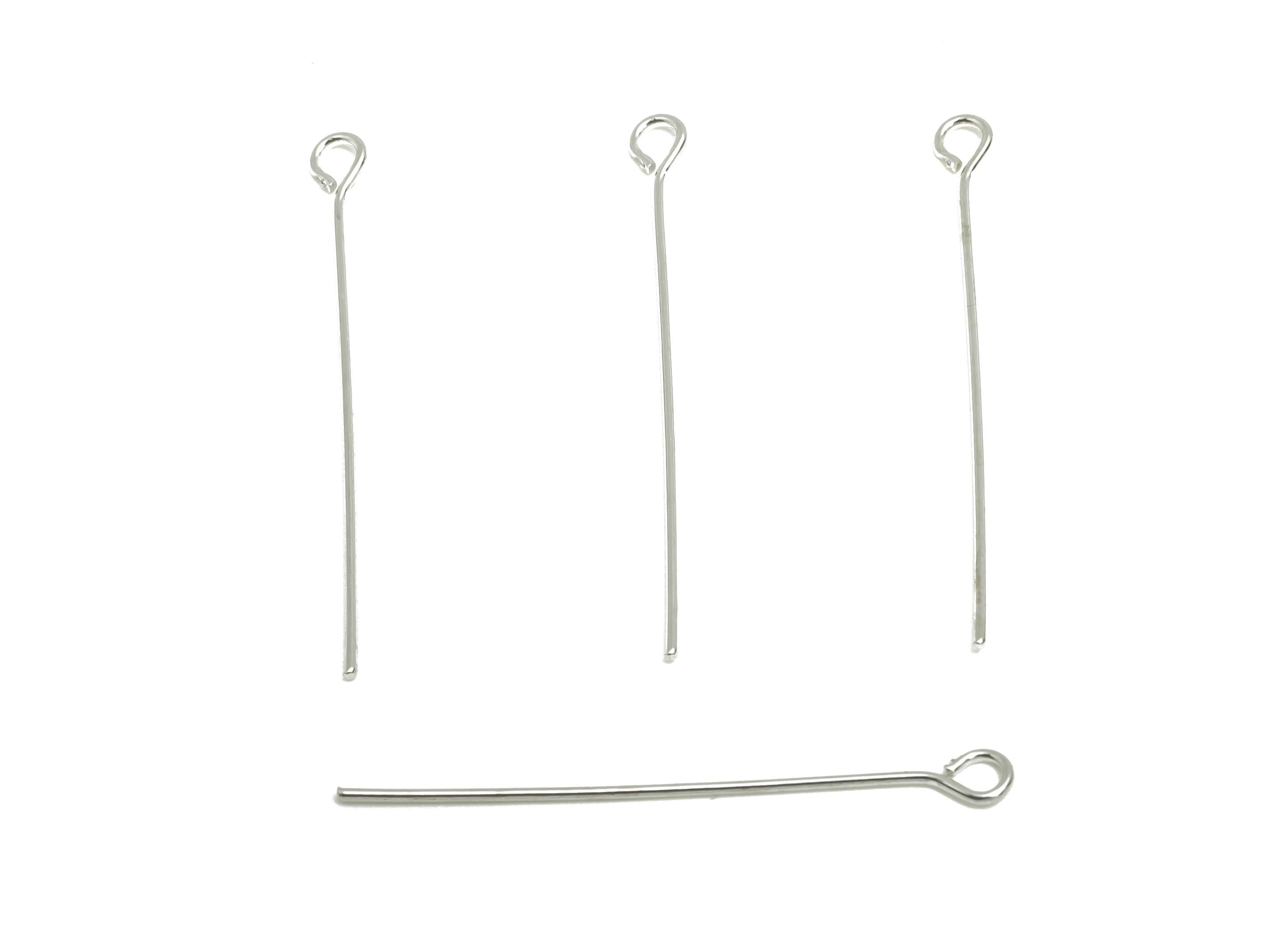 Brass Eye Pin - Brass Bead Threading Component Assembly - Brass Linking Bead Components - 18k Real White Gold Plated - 30x2x0.6mm - RGP10276 - DOMEDBAZAAR