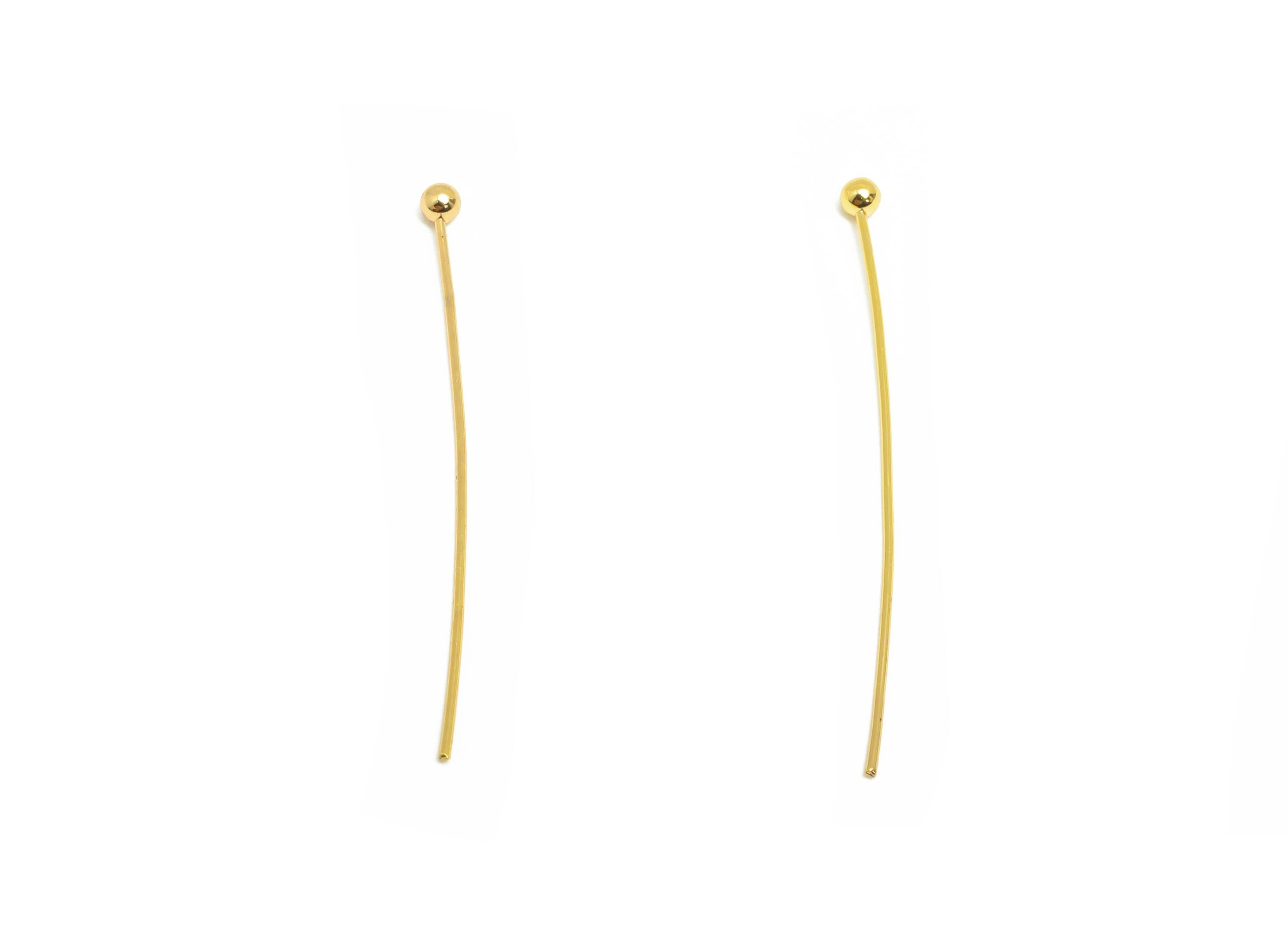20mm Ball Head Pin Charm - Brass Essential Beading - Craft Supplies For Bead - Bead Stopper - 18k Real Gold Plated - RGP10283 - DOMEDBAZAAR
