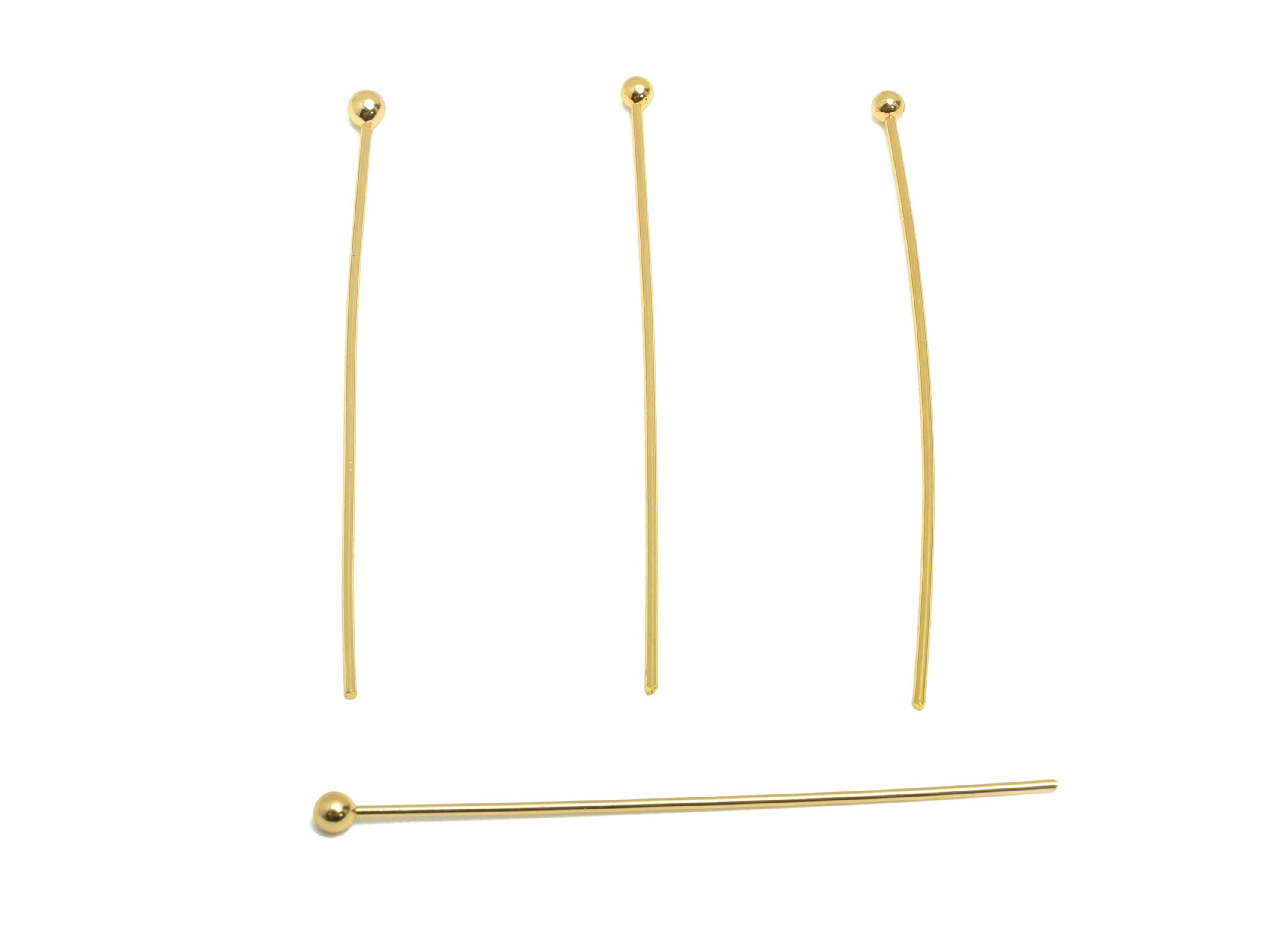 40mm Ball Head Pin Charm - Brass Essential Beading - Craft Supplies For Bead - Bead Stopper - 18k Real Gold Plated - RGP10284 - DOMEDBAZAAR