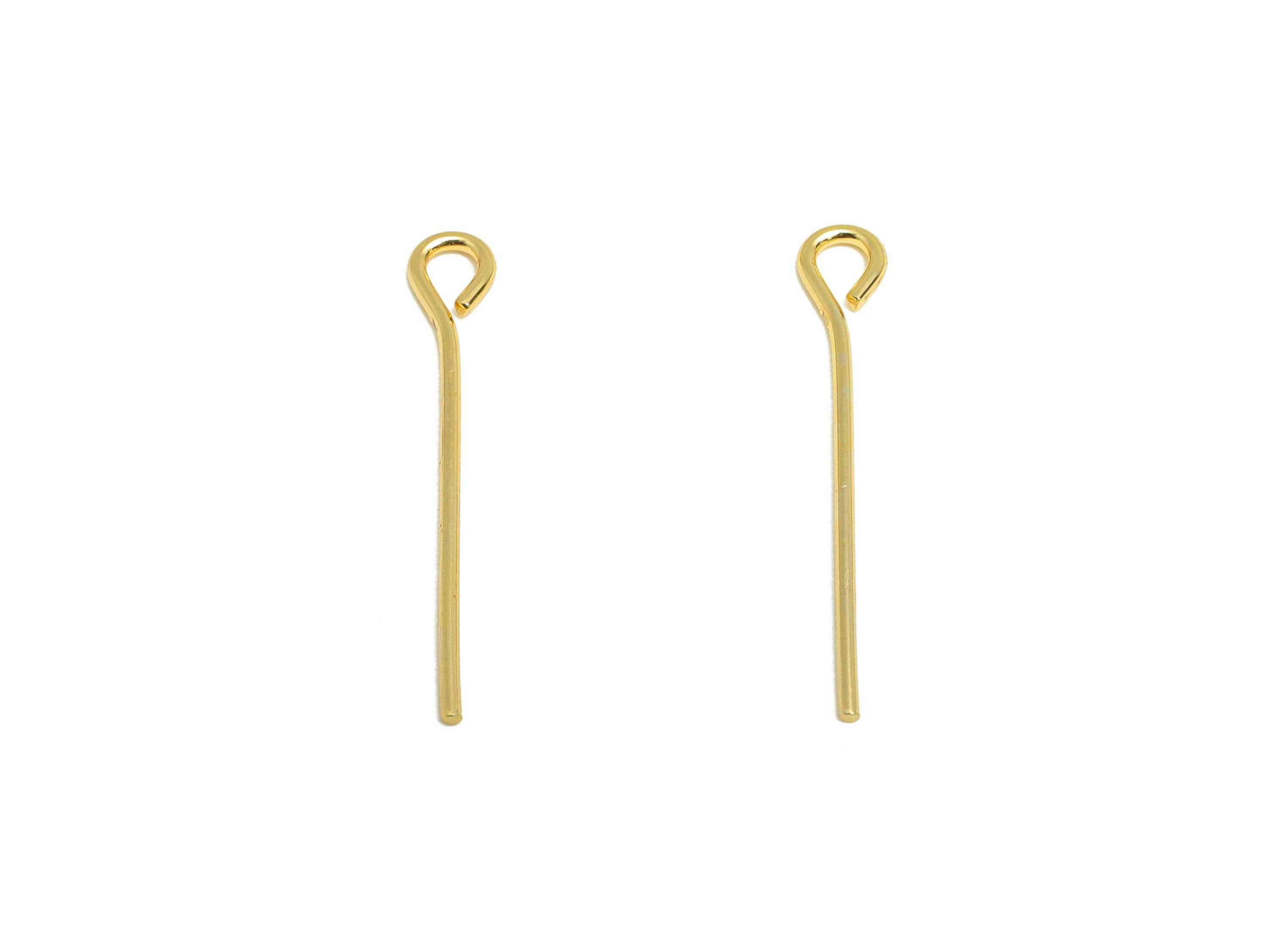 Brass Eye Pin - Brass Bead Threading Component Assembly - Brass Linking Bead Components - 18k Real  Gold Plated - 40x2x0.6mm -RGP10286 - DOMEDBAZAAR