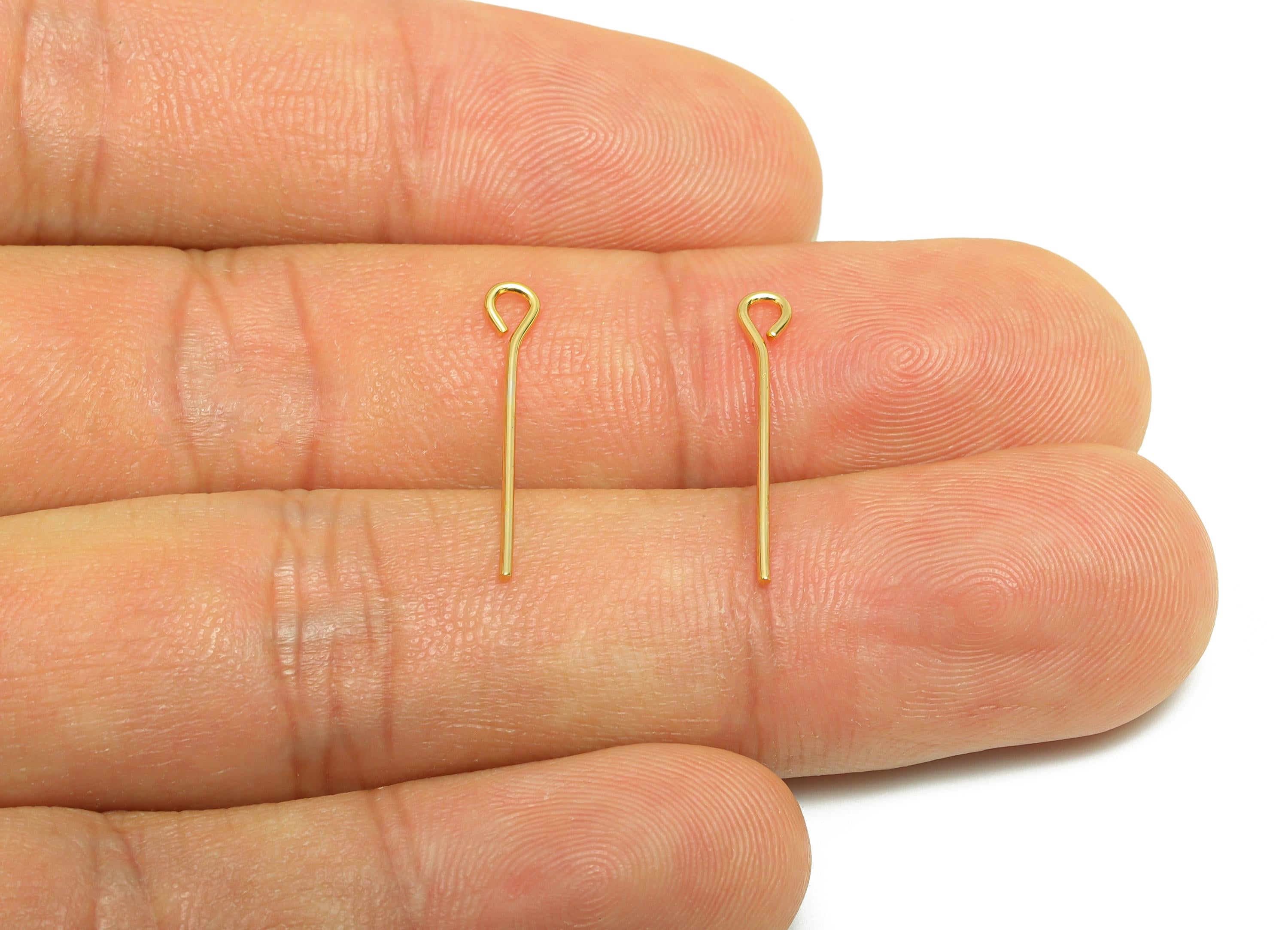 Brass Eye Pin - Brass Bead Threading Component Assembly - Brass Linking Bead Components - 18k Real  Gold Plated - 40x2x0.6mm -RGP10286 - DOMEDBAZAAR