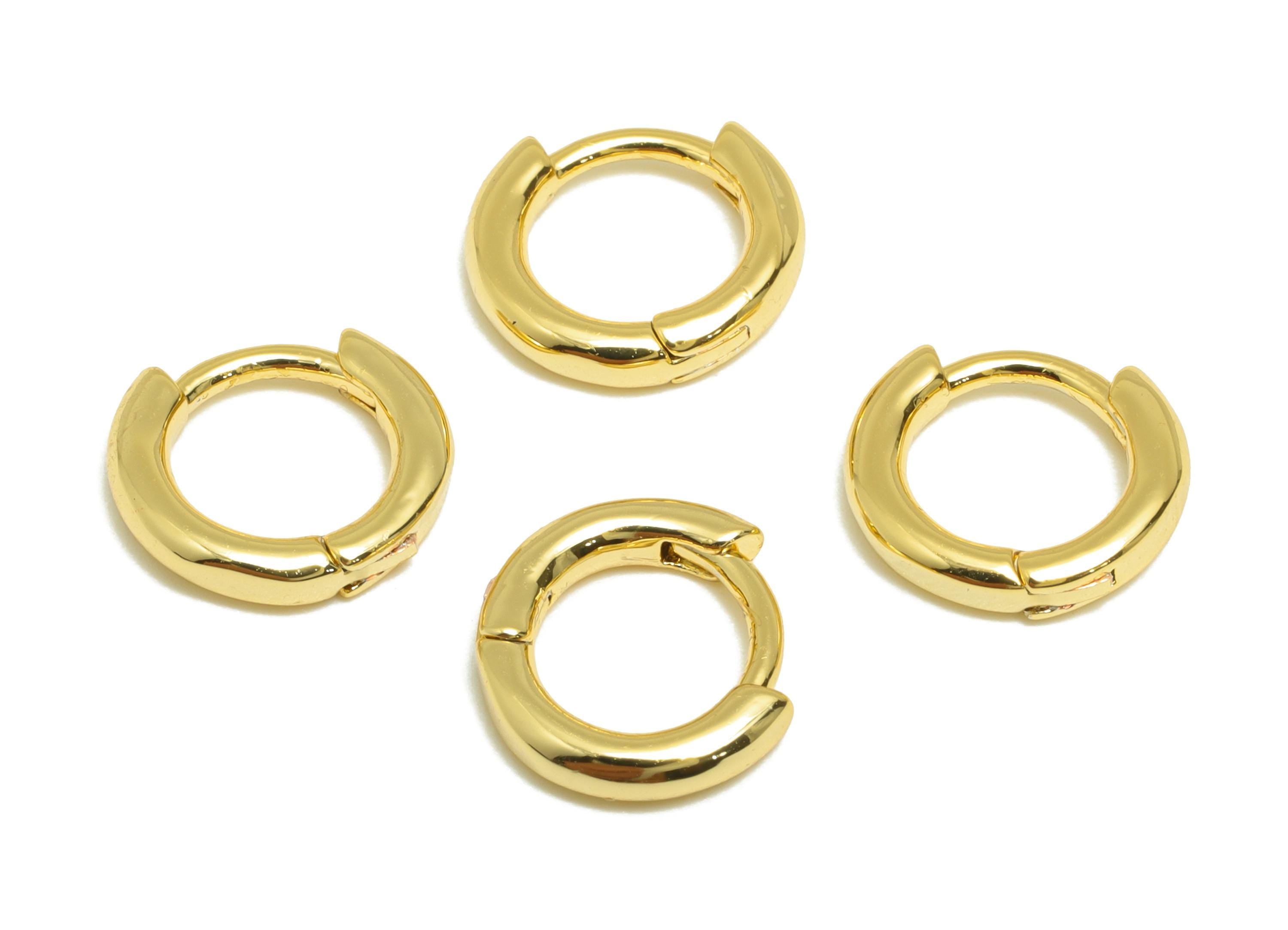 Brass Huggie Hoop Earring - Gold Tiny Earring for Girl's - Mini Circle Daily Wear Earring - 18K Real Gold Plating -9.67x9.67x1.85mm- RGP9128 - DOMEDBAZAAR