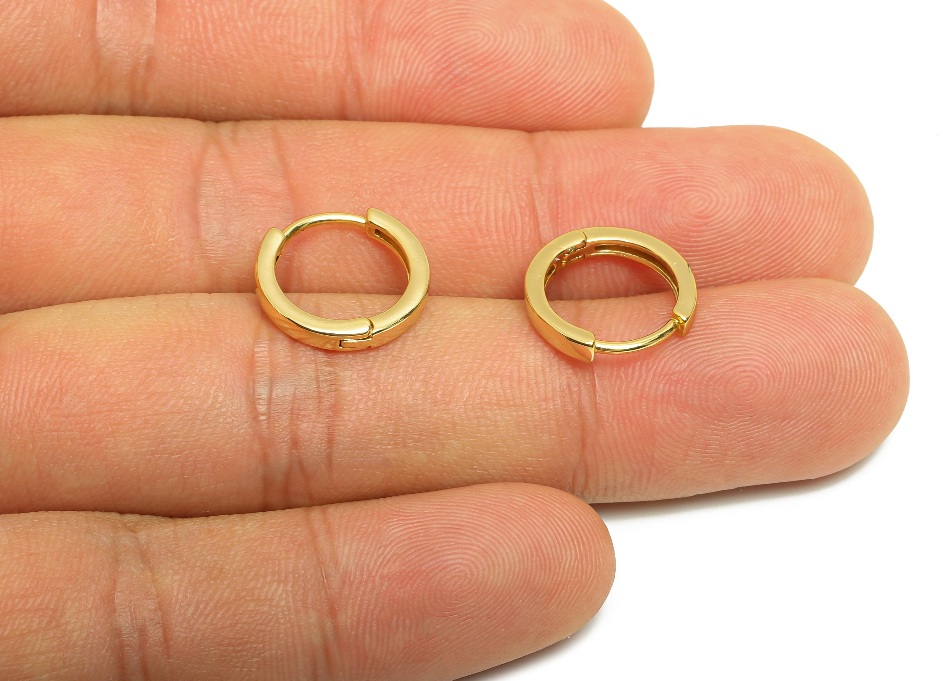 Brass Circle Hoop Earring - Gold Minimalist Huggie Earring - Round Daily Wear Earring - 18K Real Gold Plating - 14.08x14.08x2.4mm - RGP9015 - DOMEDBAZAAR