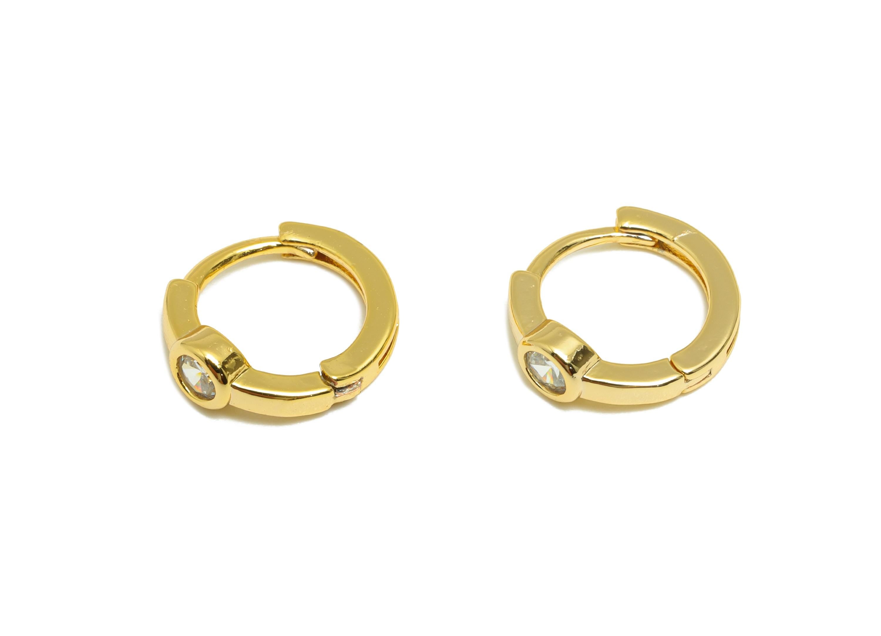 Gold Ring Hoop Earring - Brass Zircon Simplicity Huggie Hoop Earring - Classic Hoop Earring - 18k Real Gold Plated - 11x10x3mm - RGP10266 - DOMEDBAZAAR