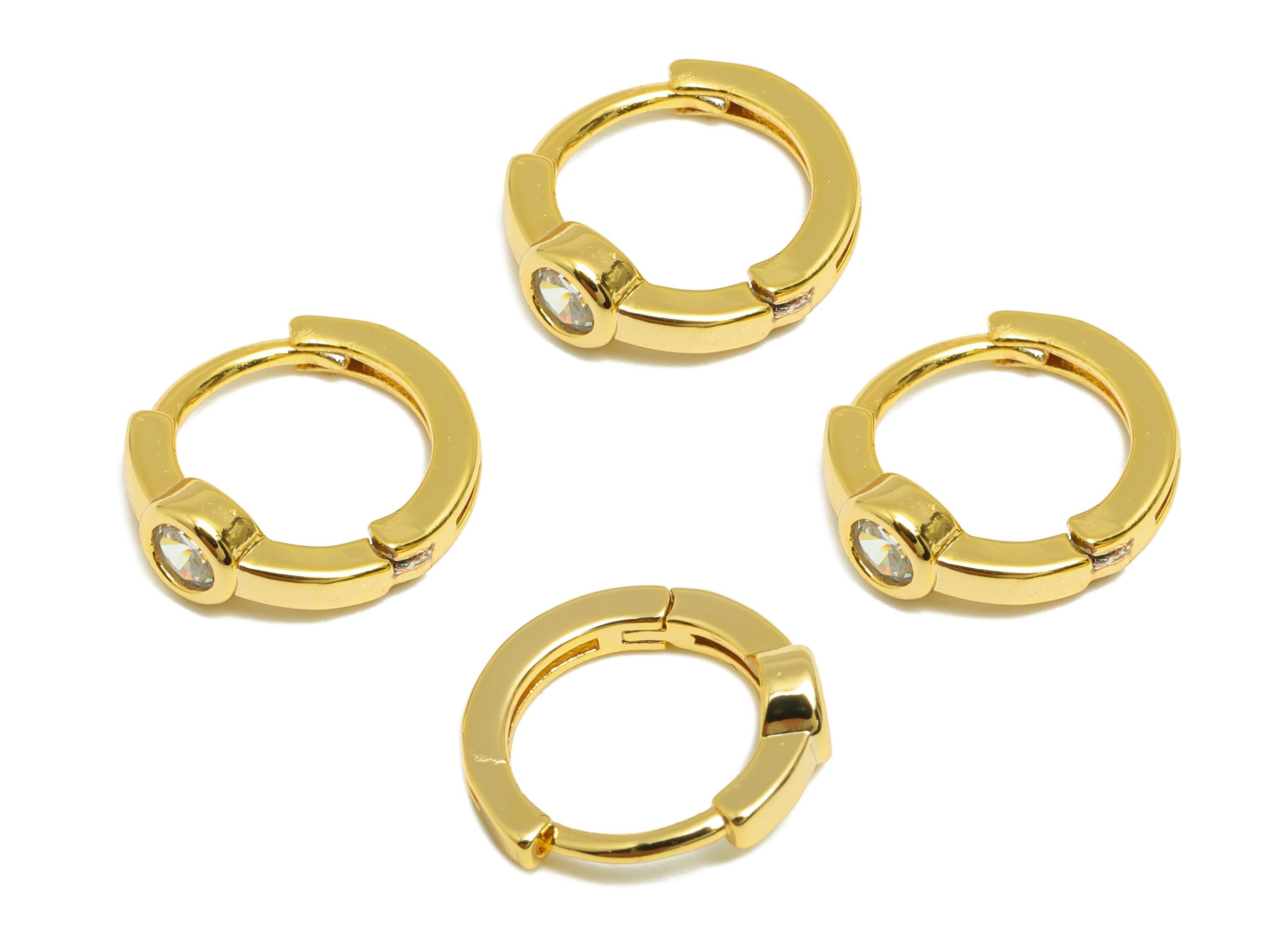 Gold Ring Hoop Earring - Brass Zircon Simplicity Huggie Hoop Earring - Classic Hoop Earring - 18k Real Gold Plated - 11x10x3mm - RGP10266 - DOMEDBAZAAR