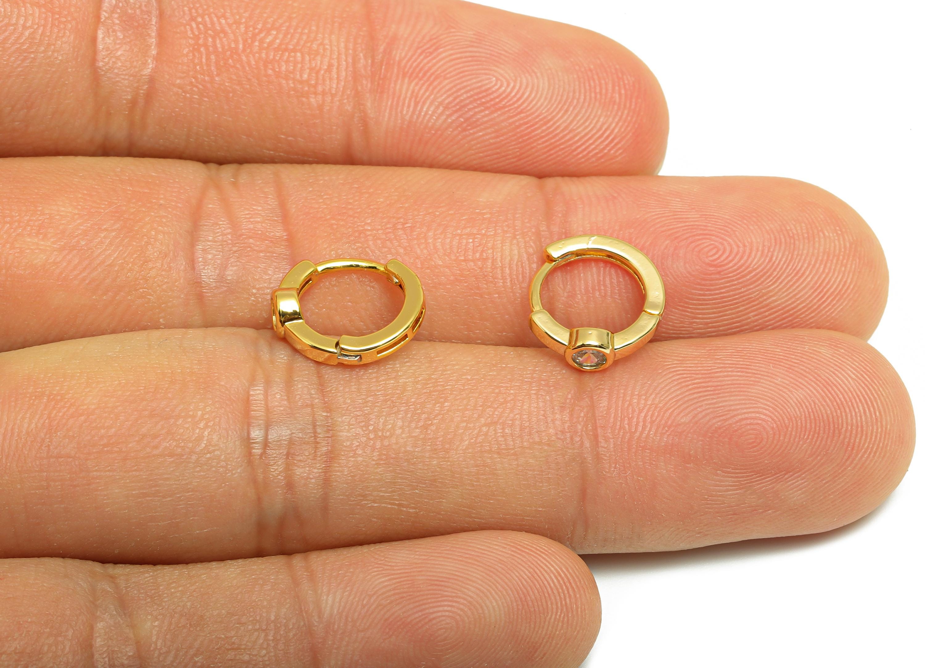 Gold Ring Hoop Earring - Brass Zircon Simplicity Huggie Hoop Earring - Classic Hoop Earring - 18k Real Gold Plated - 11x10x3mm - RGP10266 - DOMEDBAZAAR