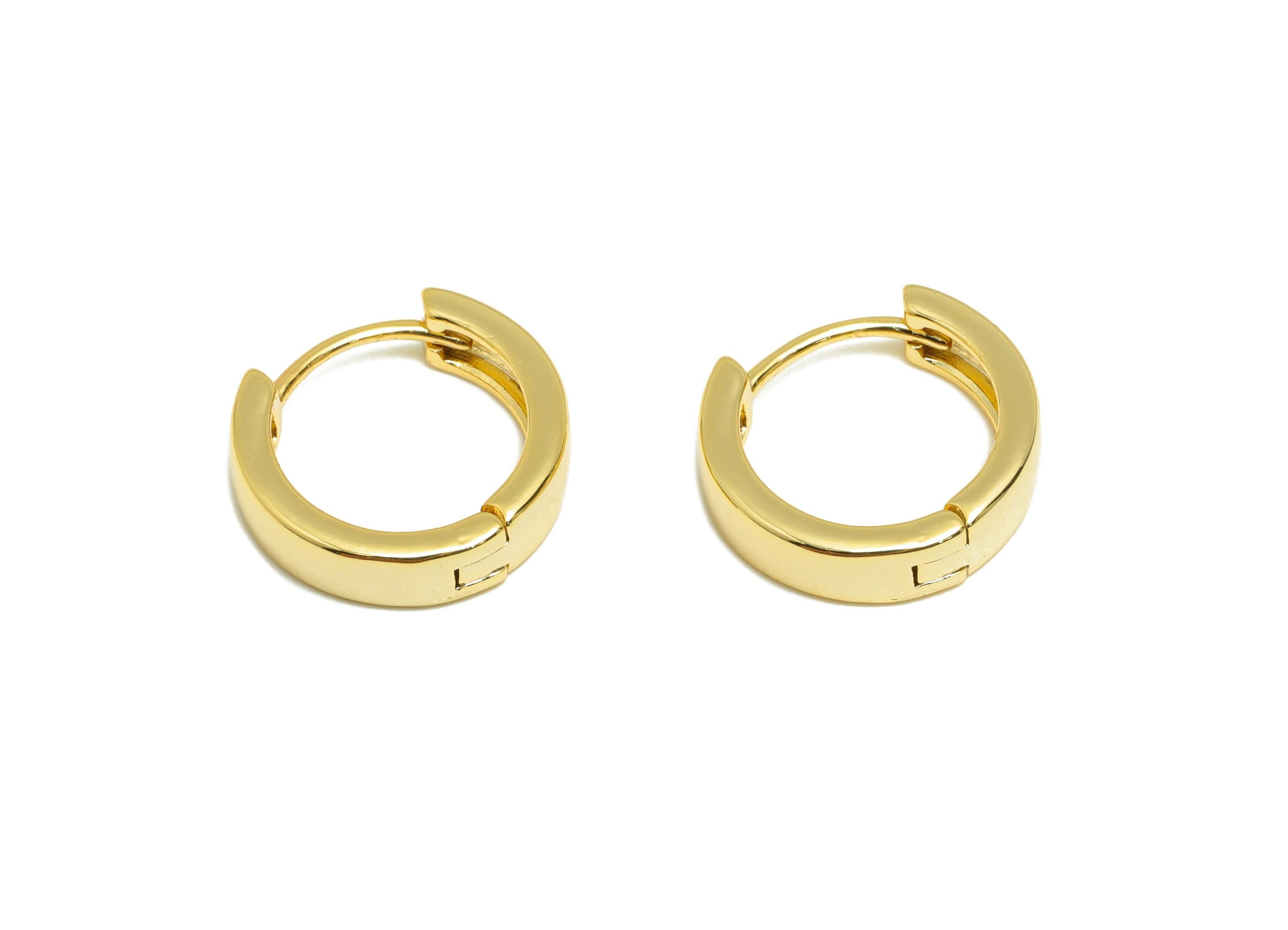 Brass Thick Hoop Earring - Gold Circle Huggie Earring - Minimalist Daily Wear Earring - 18K Real Gold Plating - 14.72x14.72x1.88mm - RGP9147 - DOMEDBAZAAR