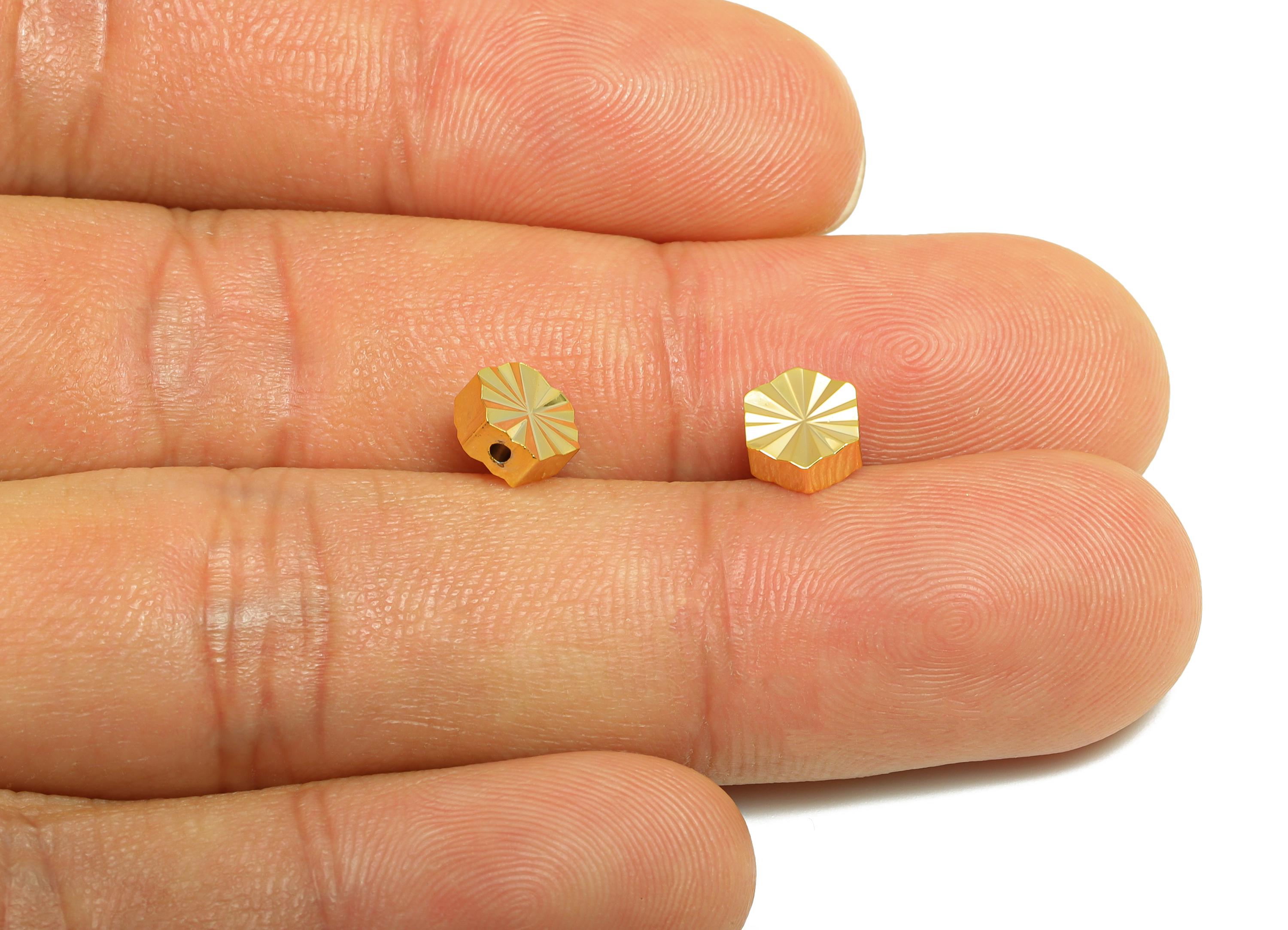 Brass Spacer Bead - Brass Hexagon Faceted Beads for Jewelry Making - Gold Decorative Metal Craft Bead - Gold Jewelry - 6x6x2mm - RGP10302 - DOMEDBAZAAR