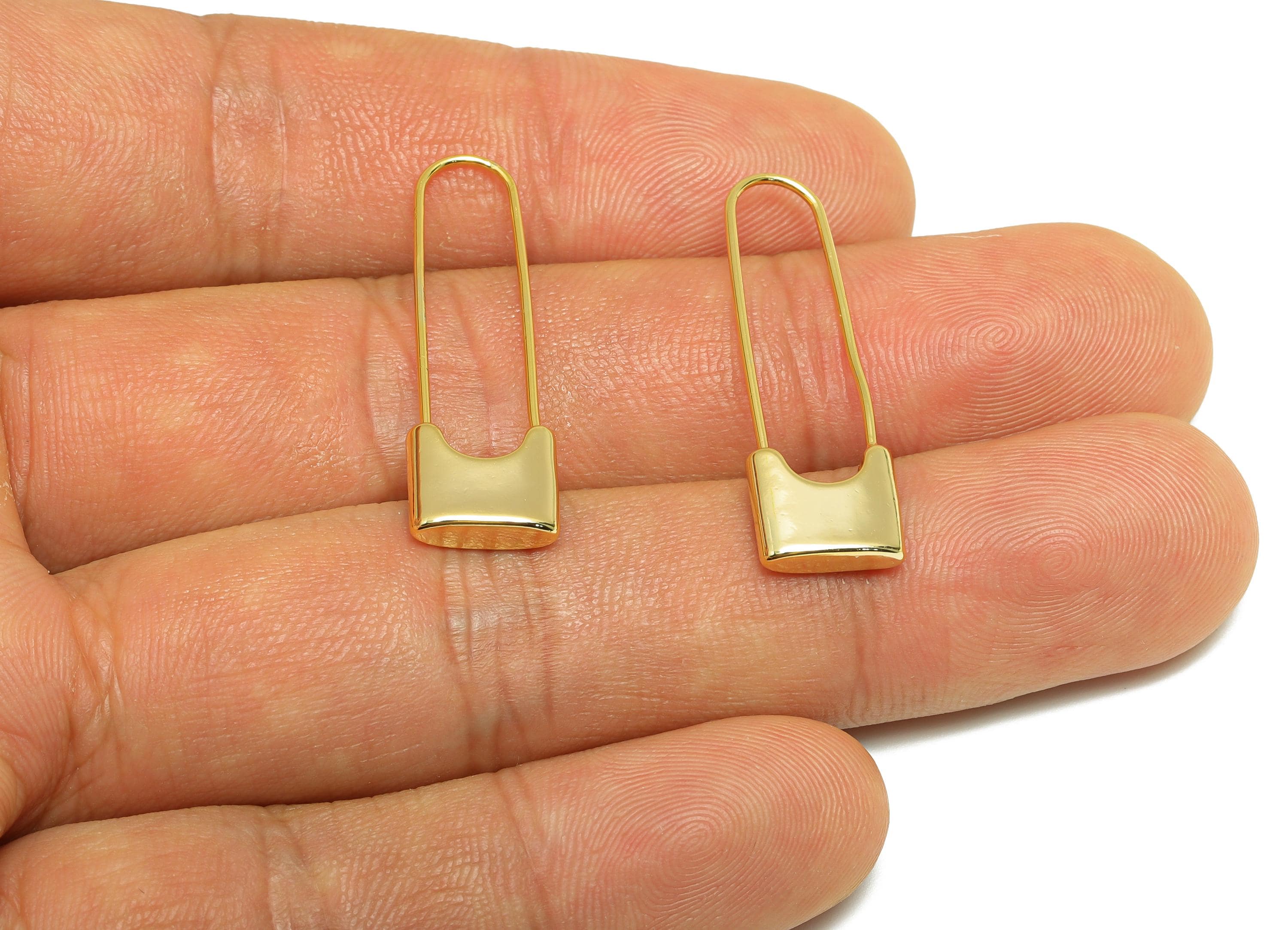 Brass Bag Huggie Ear Wire - Minimalist Lock Earring Wire - Gold Daily Wear Earring Wire - 18K Real Gold Plating - 30.17x9.5x3.1mm - RGP9158 - DOMEDBAZAAR