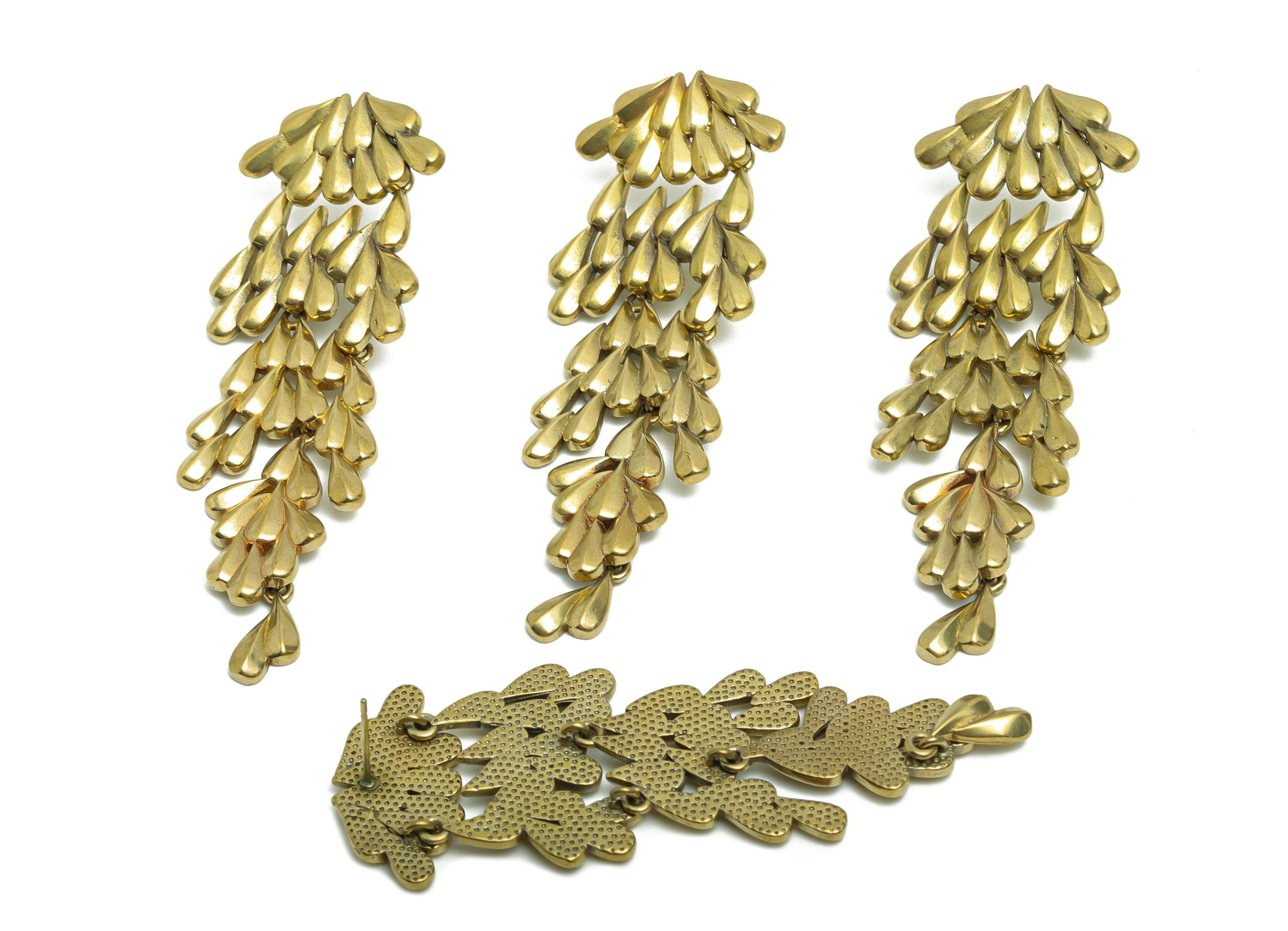 Vintage Layered Stud Earring - Raw Brass Textured Antique Boho Chic Earring Post - Brass Bold Fashion Earring - 67.3x24.14x3mm - PP10819 - DOMEDBAZAAR