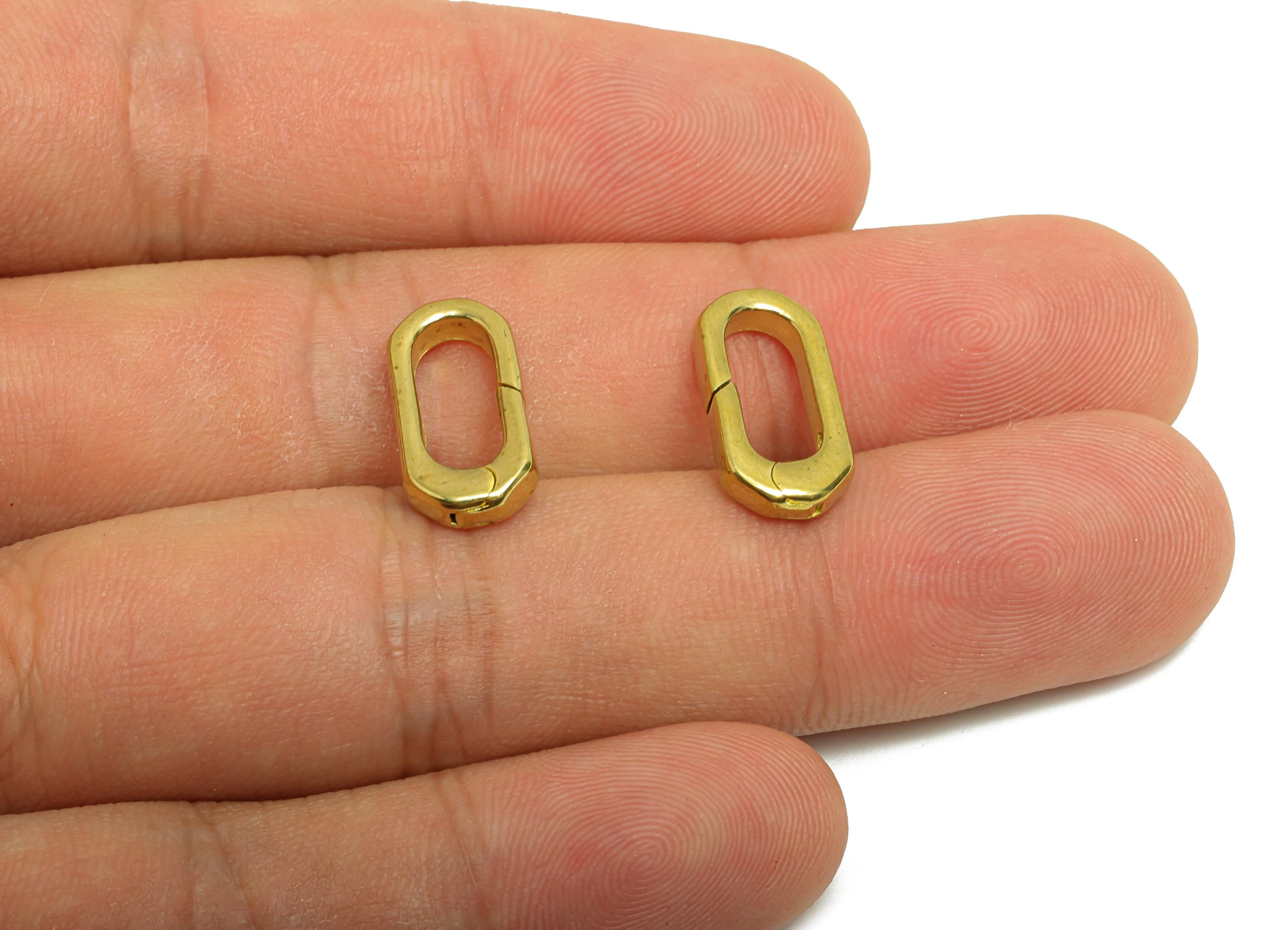 Brass Carabiner Clasp - Raw Brass Connector Clasp - Brass Oval Carabiner Link - Keychain Link Component - DIY Clasp - 16.44x8x2mm - PP10845 - DOMEDBAZAAR