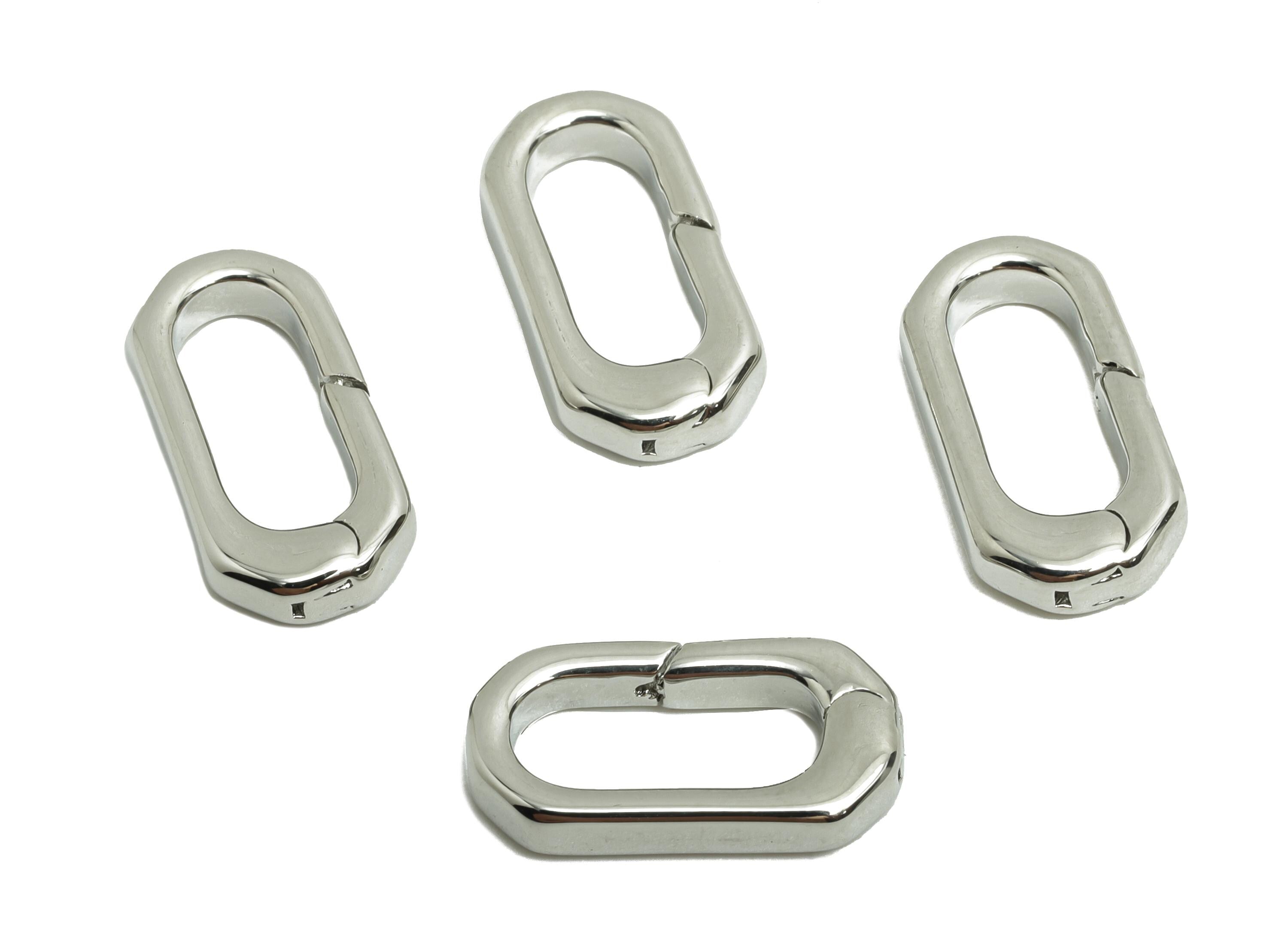 Brass Carabiner Clasp - Silver Connector Clasp - Brass Oval Carabiner Link - Keychain Link Component - DIY Clasp - 16.44x8x2mm - RGP10135 - DOMEDBAZAAR