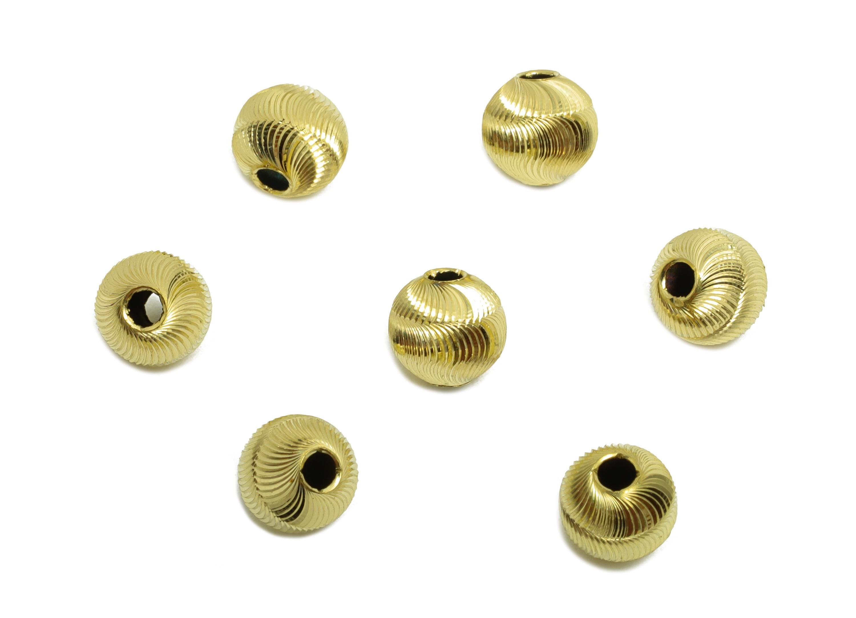 Brass Textured Beads - Raw Brass Metal Space Beads for Necklace - Brass Hollow Spherical Bead - Textured Ball Bead - 6x5.4x5.4mm - PP10850 - DOMEDBAZAAR