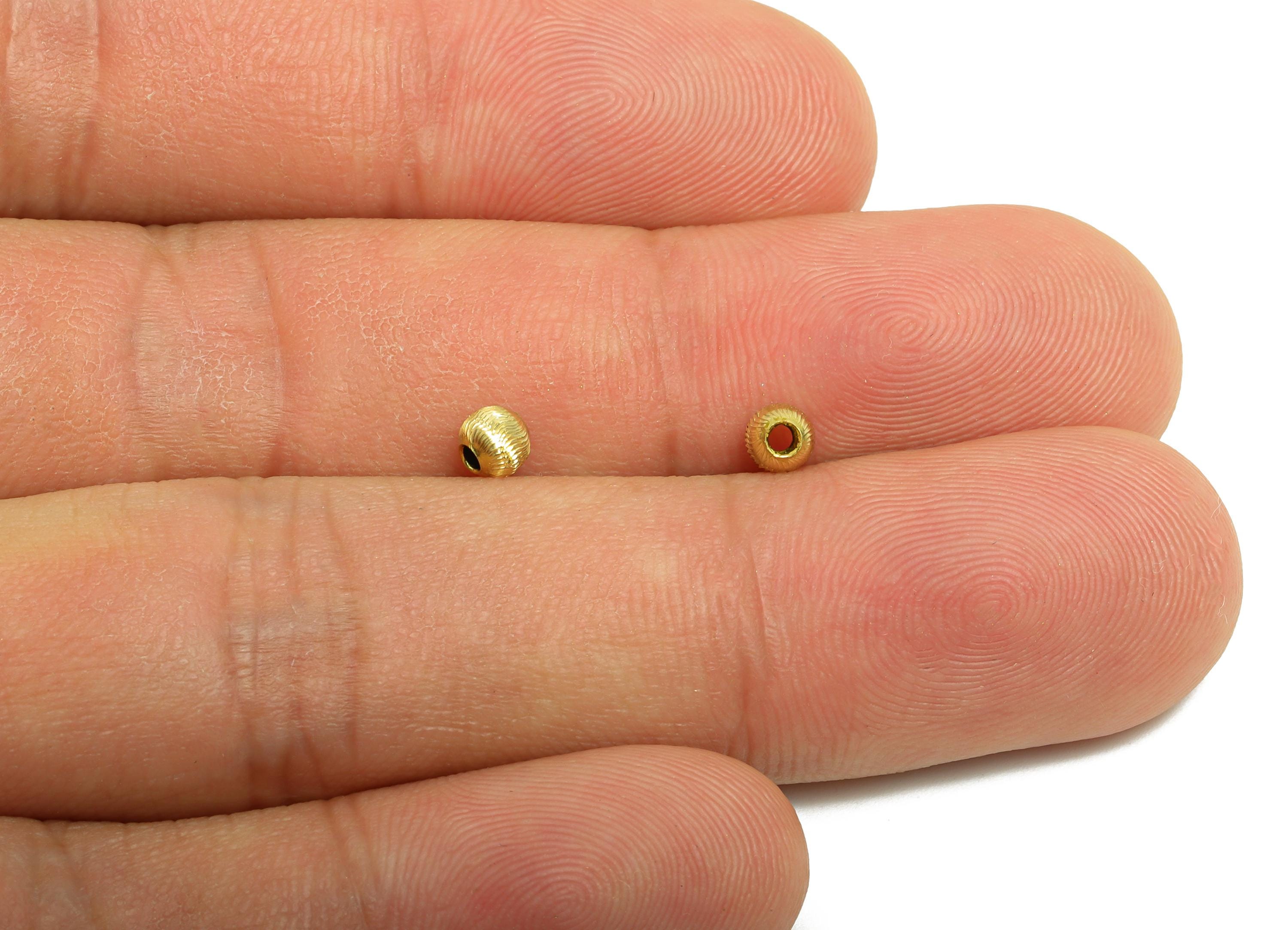 Brass Textured Beads - Raw Brass Metal Space Beads for Necklace - Brass Hollow Spherical Bead - Textured Ball Bead - 4x3.4x3.4mm - PP10848 - DOMEDBAZAAR