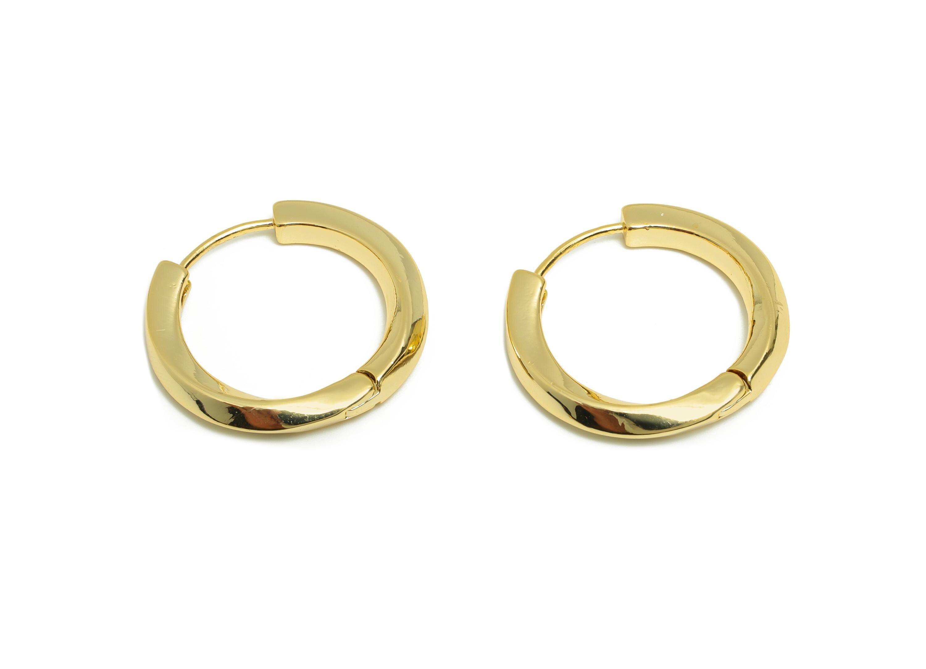 Brass Wave Hoop Earring - Gold Huggie Earring for Girl's - Wave Round Daily Wear Earring - 18K Real Gold Plated -24.27x22.94x3.61mm- RGP9044 - DOMEDBAZAAR