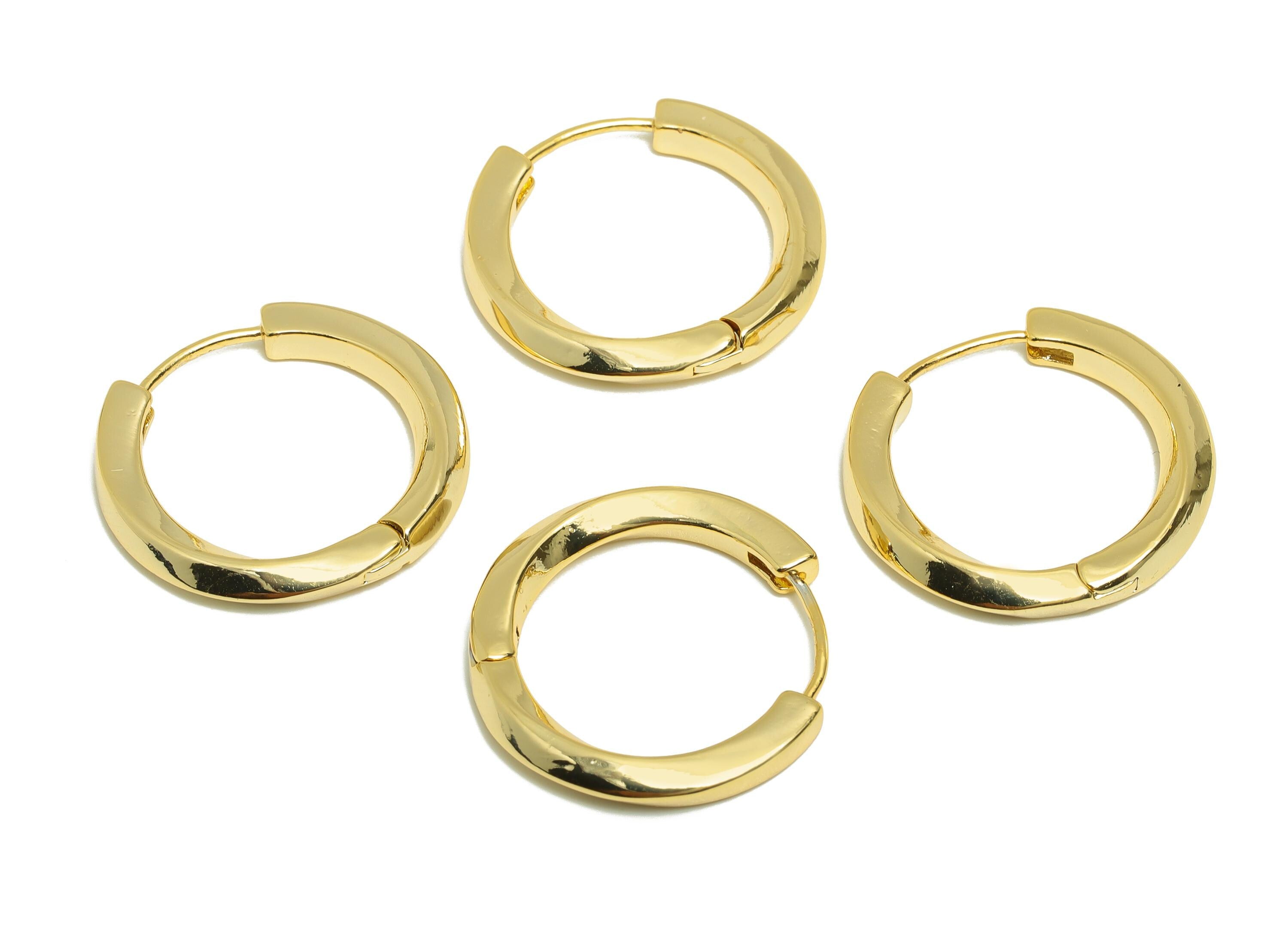 Brass Wave Hoop Earring - Gold Huggie Earring for Girl's - Wave Round Daily Wear Earring - 18K Real Gold Plated -24.27x22.94x3.61mm- RGP9044 - DOMEDBAZAAR