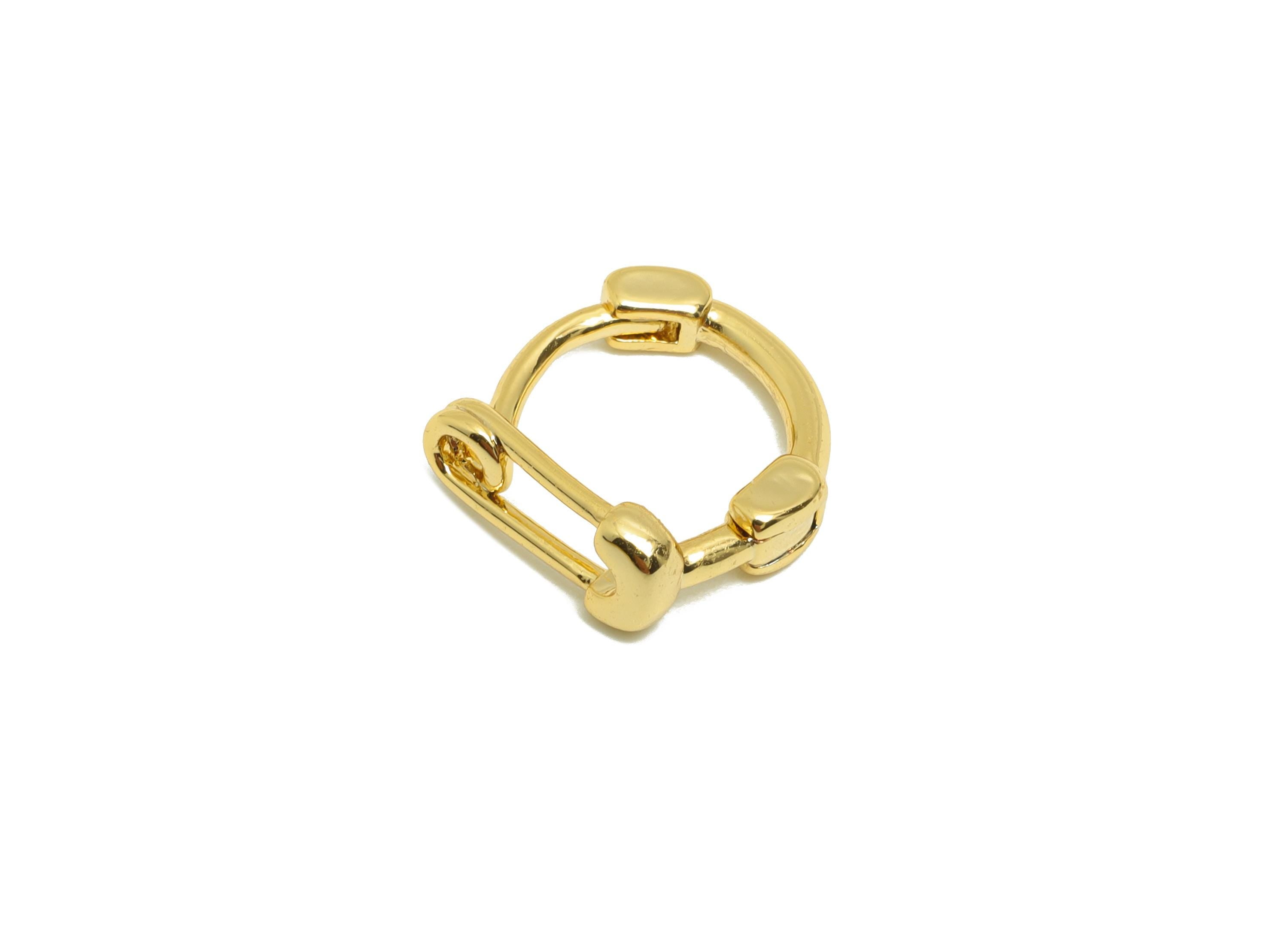 Brass Tiny Paperclip Earring - Gold Huggie Earring for Girl's - Mini Daily Wear Earring - 18K Real Gold Plated - 11.18x10.2x0.69mm - RGP9054 - DOMEDBAZAAR